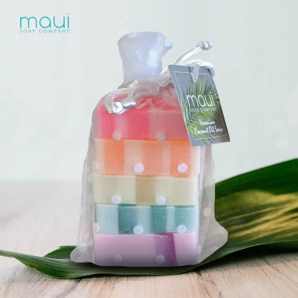 Maui Soap Co Rainbow Gift Guest Set Bar Soap with Kukui & Coconut Oil