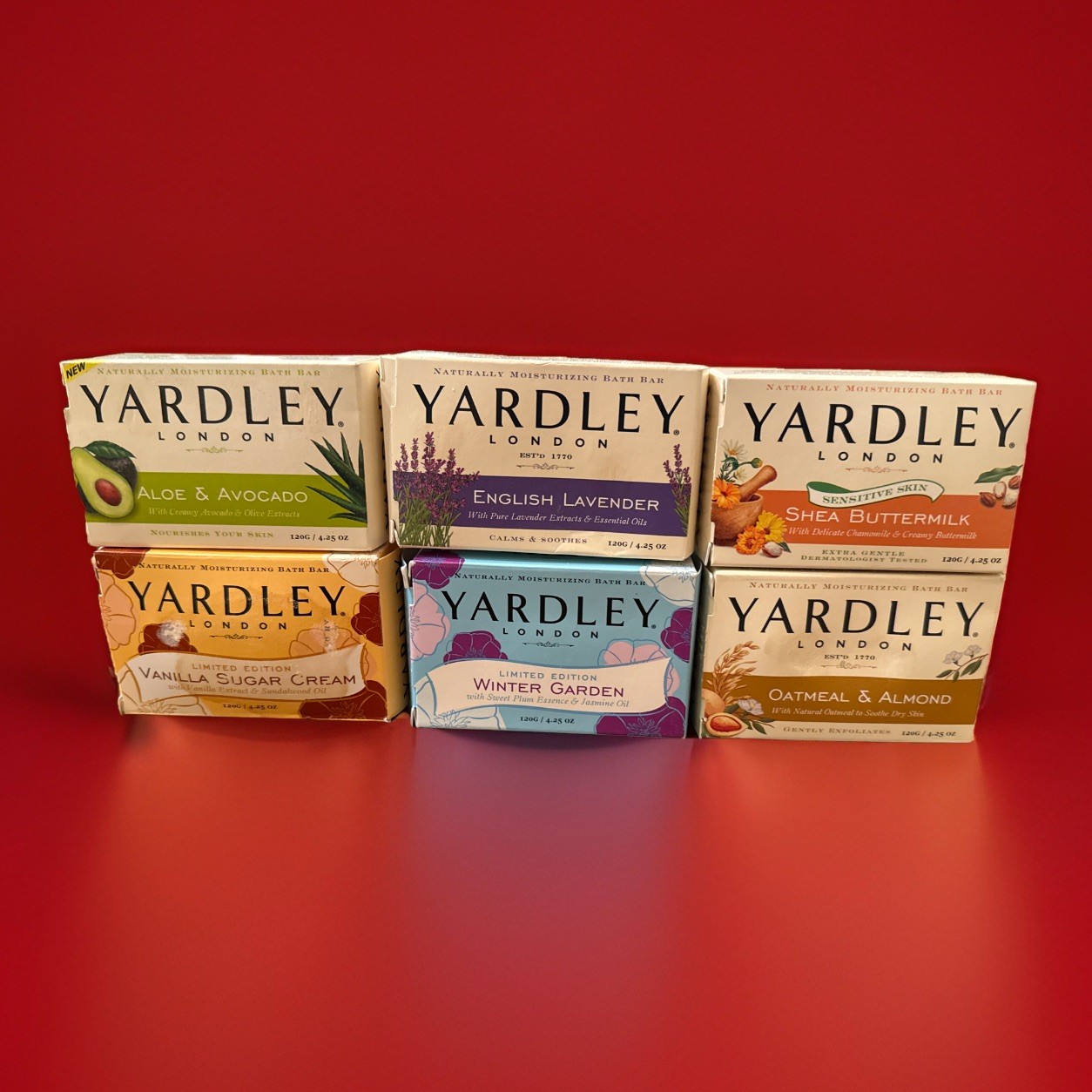 Yardley London Soap 4.25oz Bars, Hand Face Bundle 6-Pack as shown in pictures