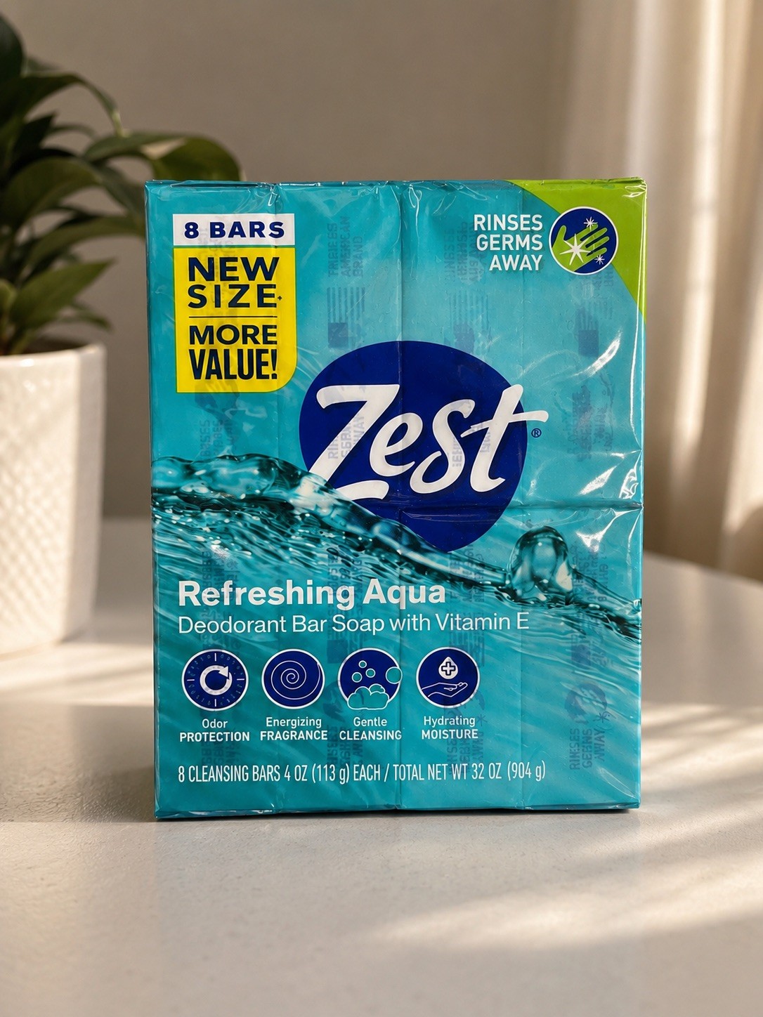 Zest Aqua Pure Cleansing Bar Soap 8 Bars 4 oz Each Moisturizing Bath Soap New