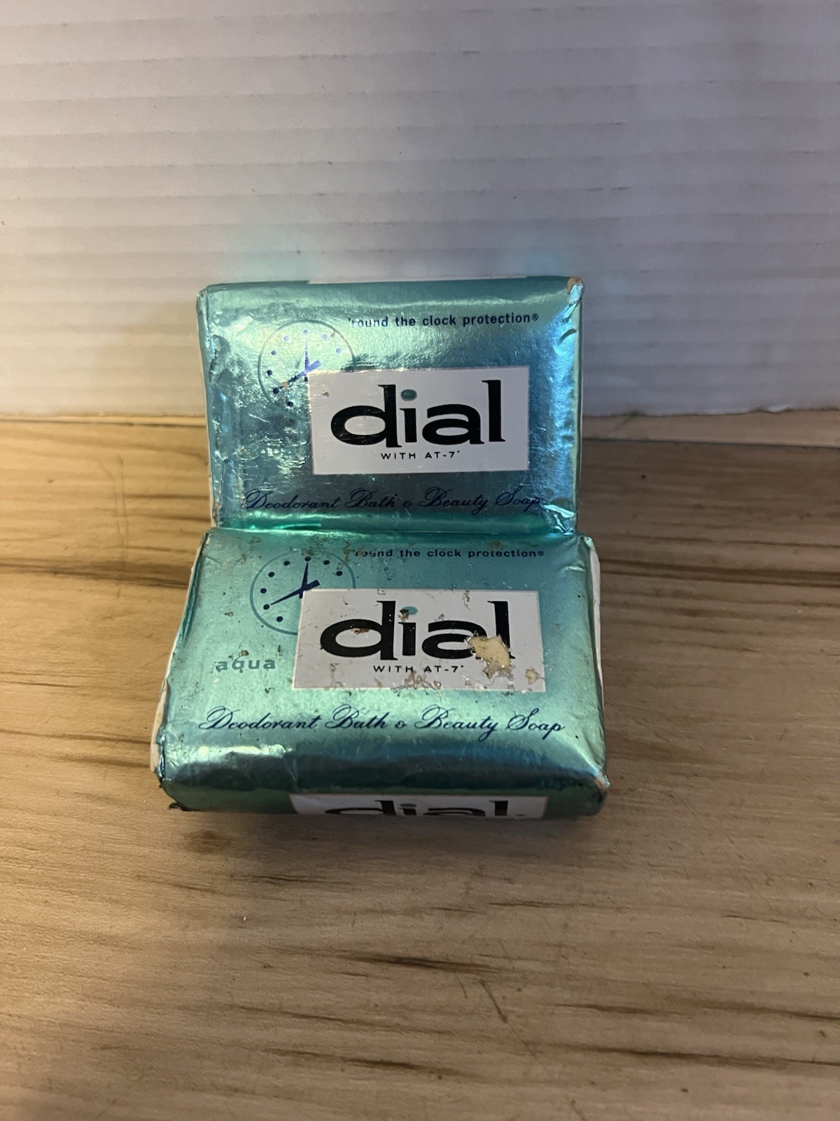 VTG Dial Deodorant Soap Aqua 4.7 oz Around The Clock Triclocarban LOT of 2