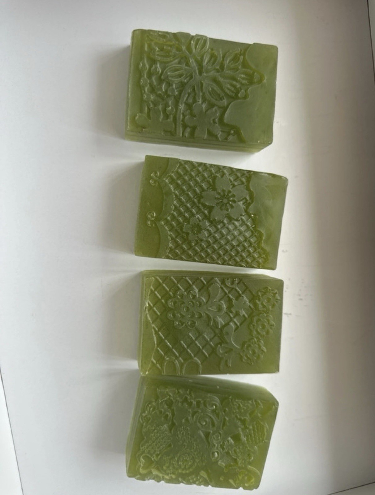 Handmade Avocado Green Floral Rectangular Bar Soap 4 oz Set of 4