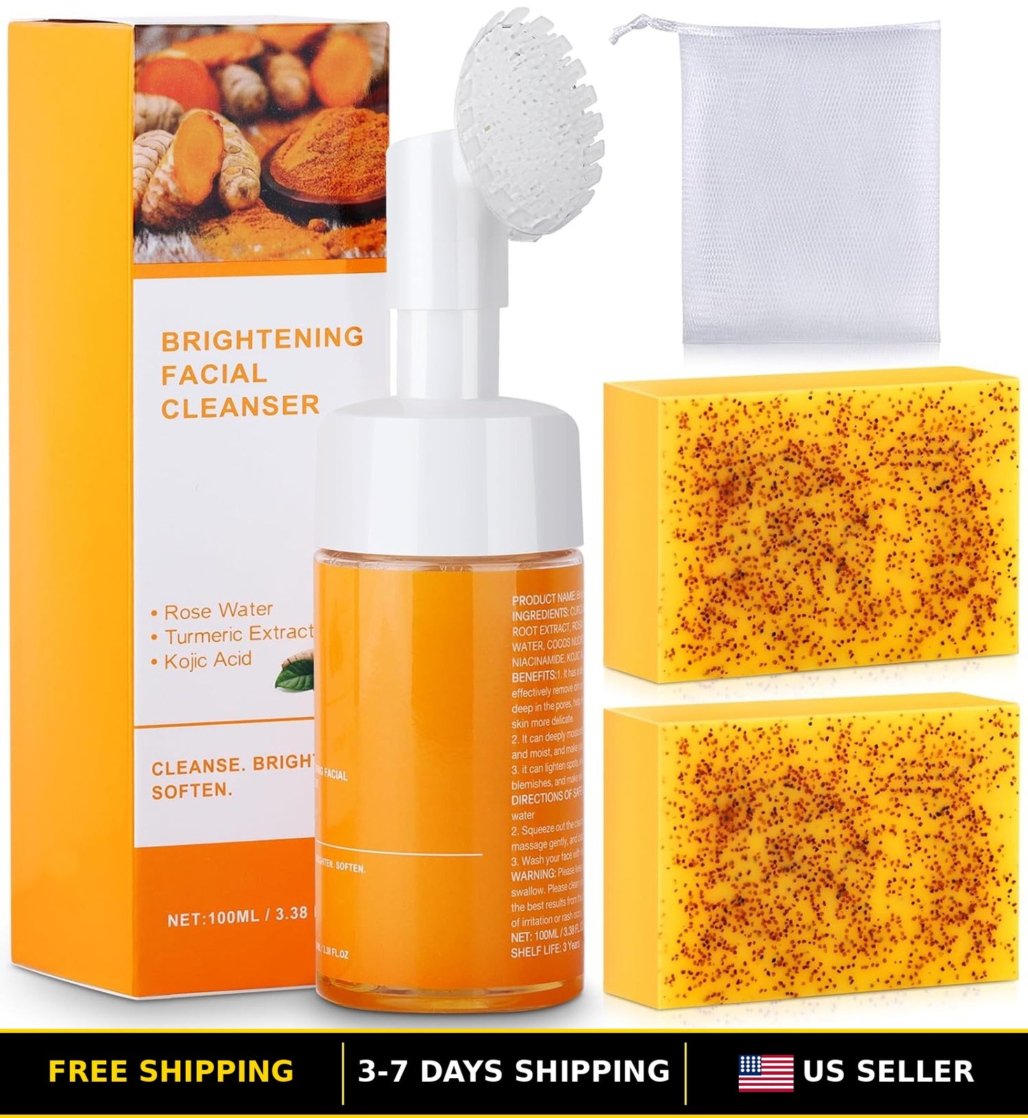 Kojic Acid Soap & Turmeric Facial Cleanser Set – Lemon Soap Bar