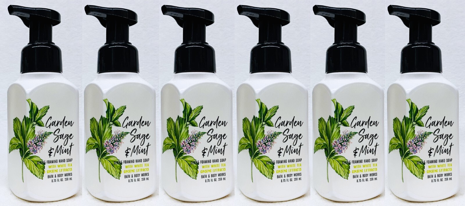 6 Bath & Body Works GARDEN SAGE MINT Gentle Foaming Hand Soap 8.75 oz