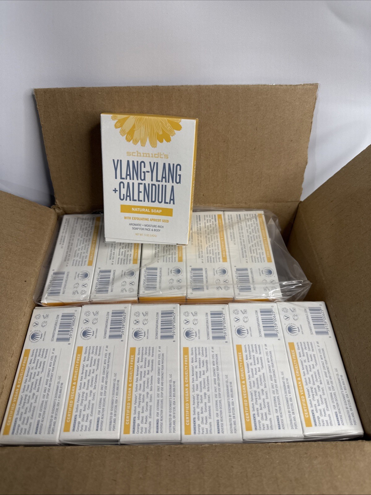 Box Of 24 Schmidt’s Ylang-Ylang + Calendula Natural Soap Apricot Seed