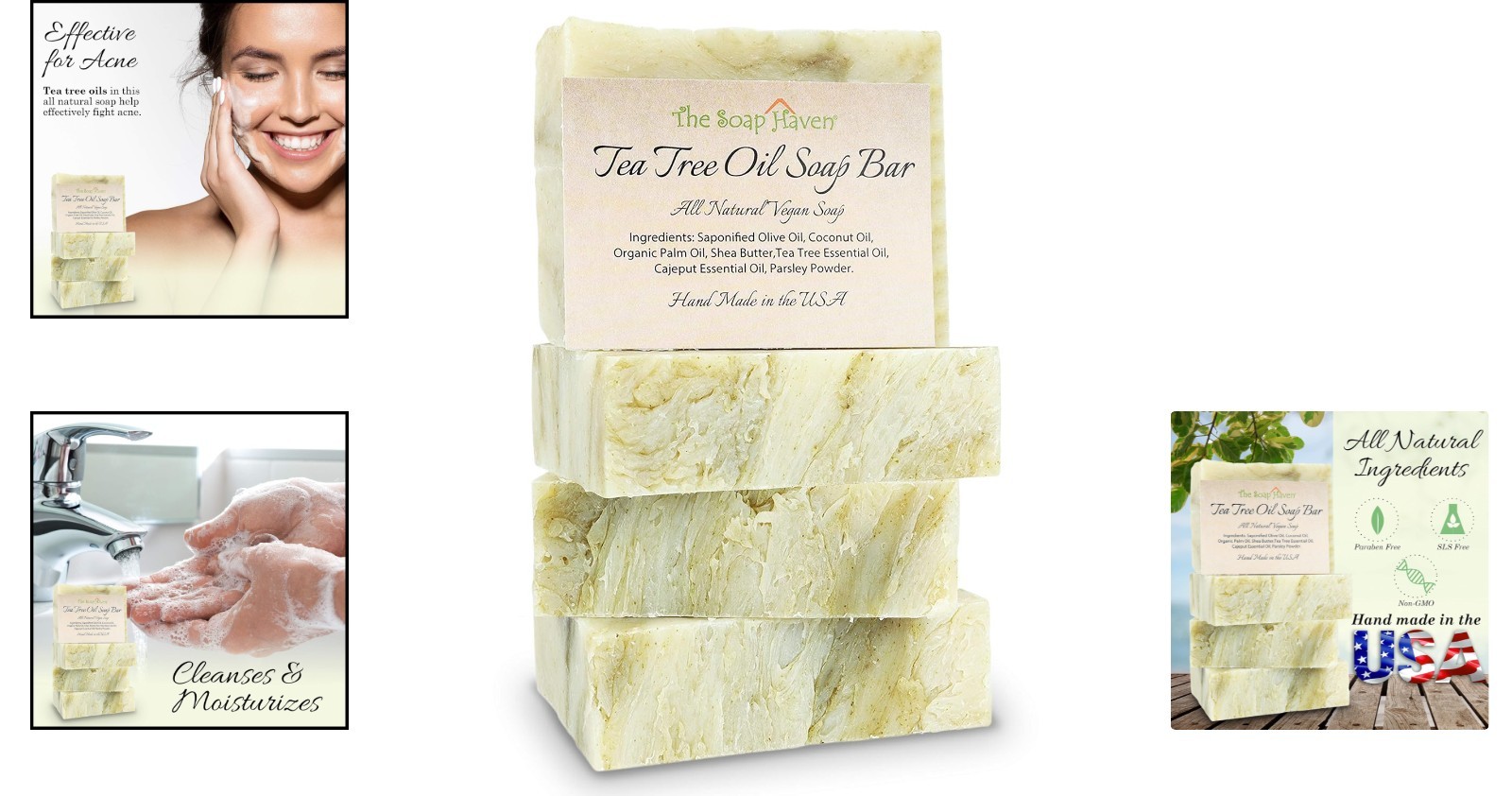 Deep Moisturizing Tea Tree Oil Soap (4 Bars) – Perfect for All Skin Types