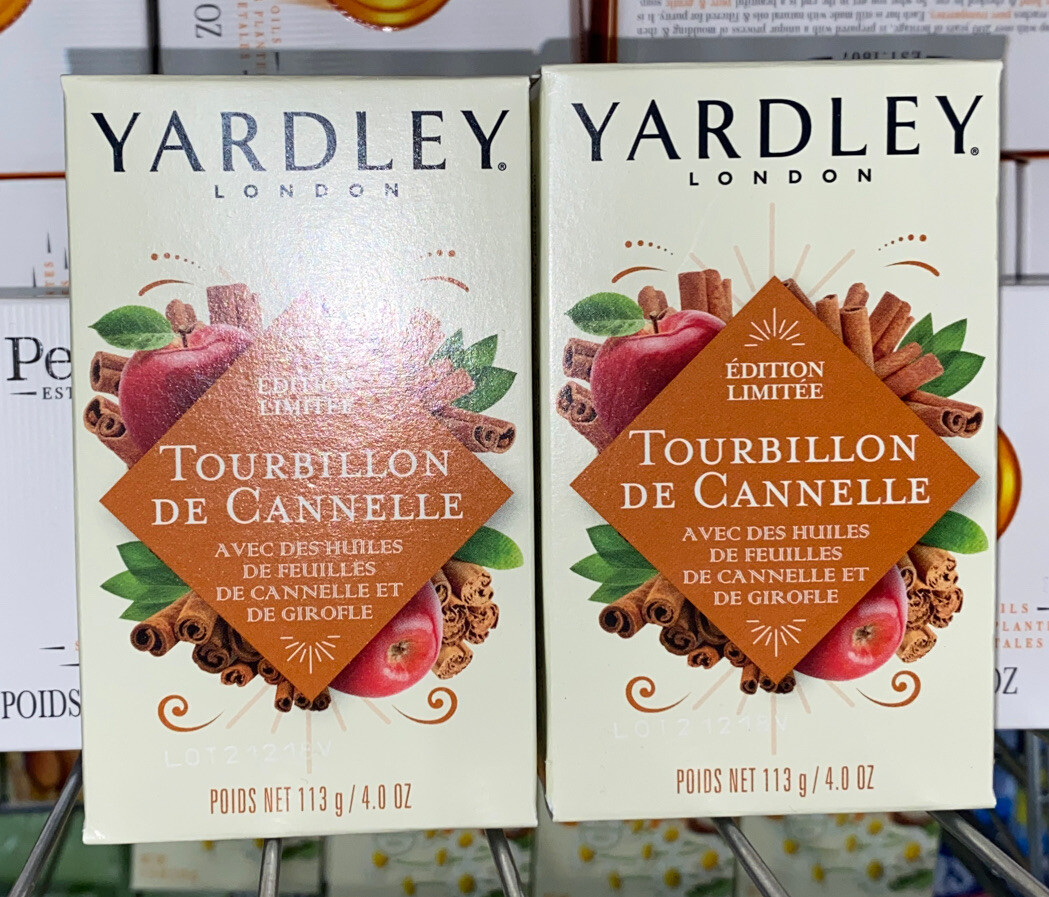 2 Limited Edition Yardley Cinnamon Swirl Soap with Clove Bud Oils 4 oz each