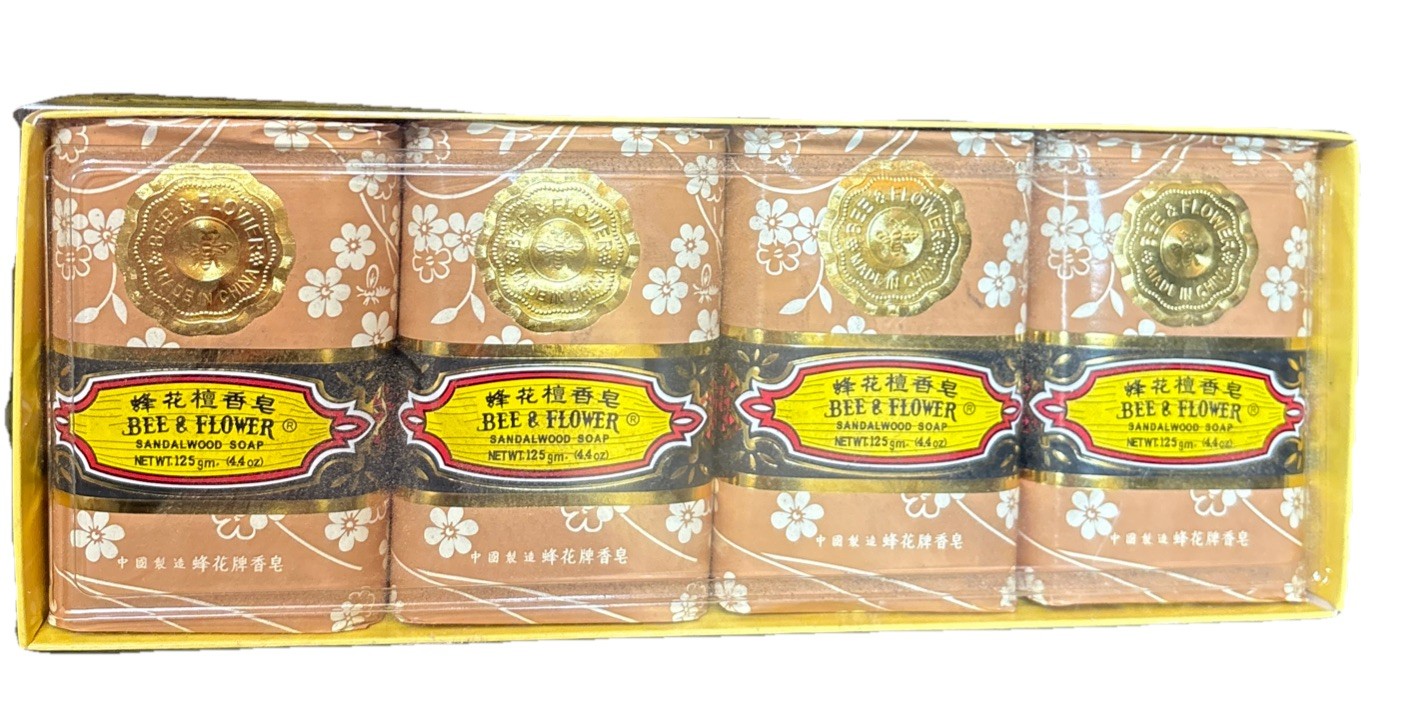 Bee & Flower Brand Sandalwood Soap 4.4 oz Each (Pack of 4) Box Set
