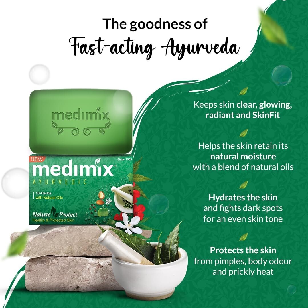 Medimix Ayurvedic 18 Herbs with Natural Oils Bathing Soap 125g Buy 4 Get 1 EXTRA