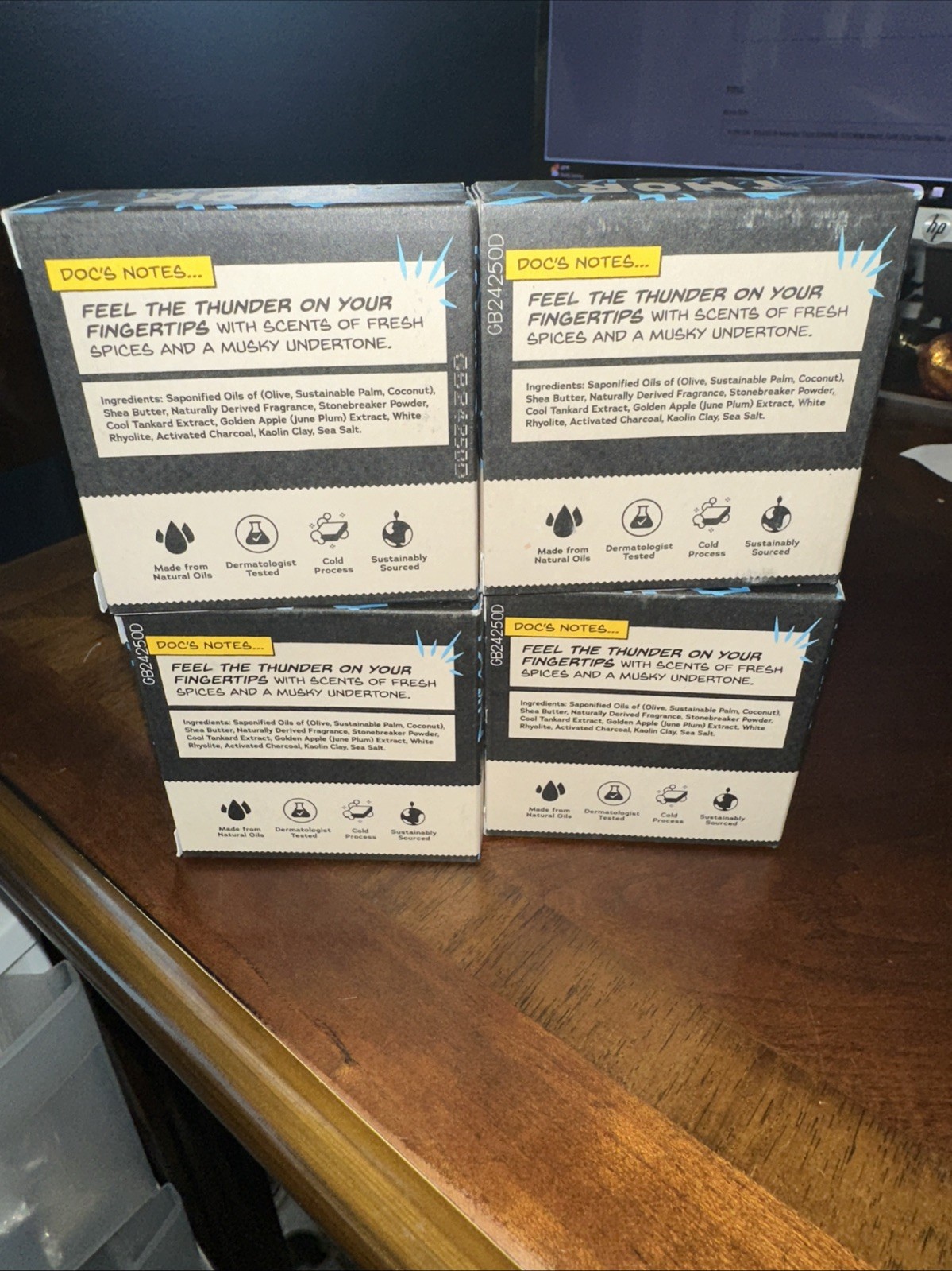 4 Pk: Dr. Squatch Marvel Thor DIVINE STORM Med. Grit 5oz Soap Bar (2713-D6)