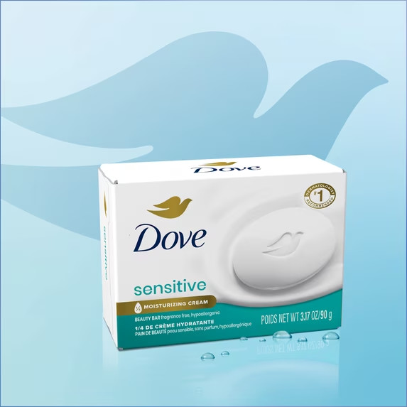 Dove Sensitive Skin Beauty Bar Soap 8 Pack Fragrance Free Hypoallergenic