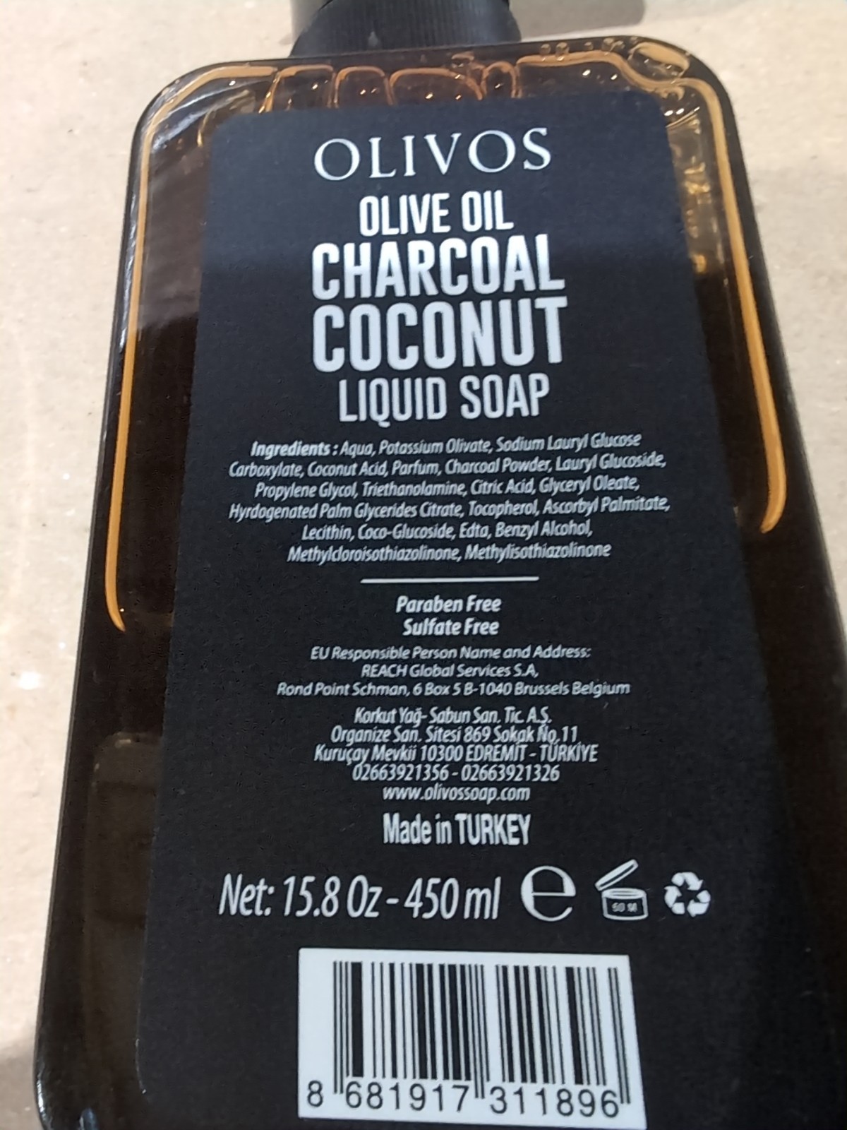 Olivos Olive Oil Charcoal Coconut Liquid Soap – Made in Turkey