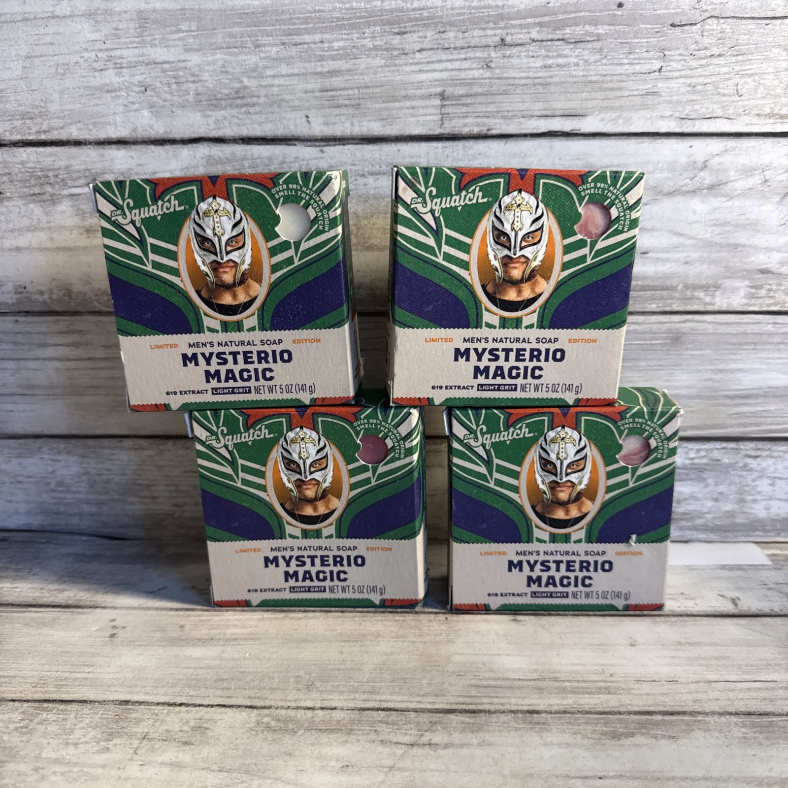 Lot Of 4 Dr. Squatch Limited Edition Mysterio Magic Natural Soap Light Grit