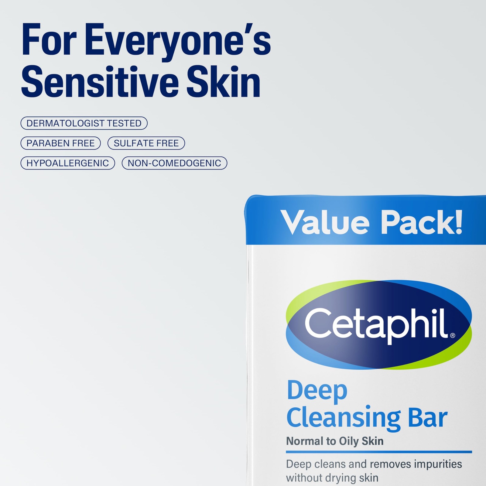 Cetaphil Bar Soap, Deep Cleansing Face and Body 4.5 Ounce (Pack of 3), white