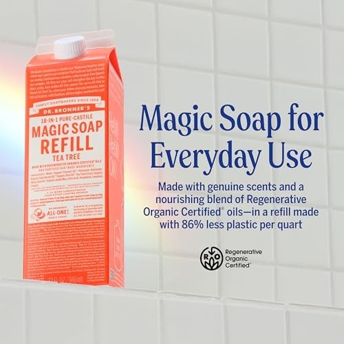 Pure Castile Liquid Soap Refill Tea Tree 32 Ounce 2 Pack Concentrated Organic