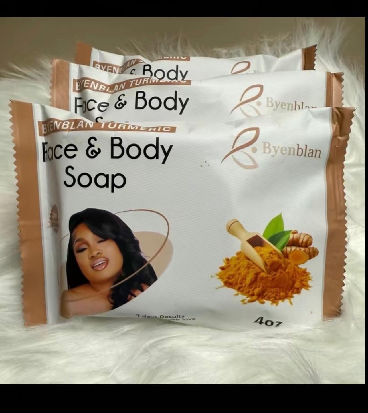 Byenblan Turmeric Face & Body Soap White 6oz – Jabón Natural Piel Suave
