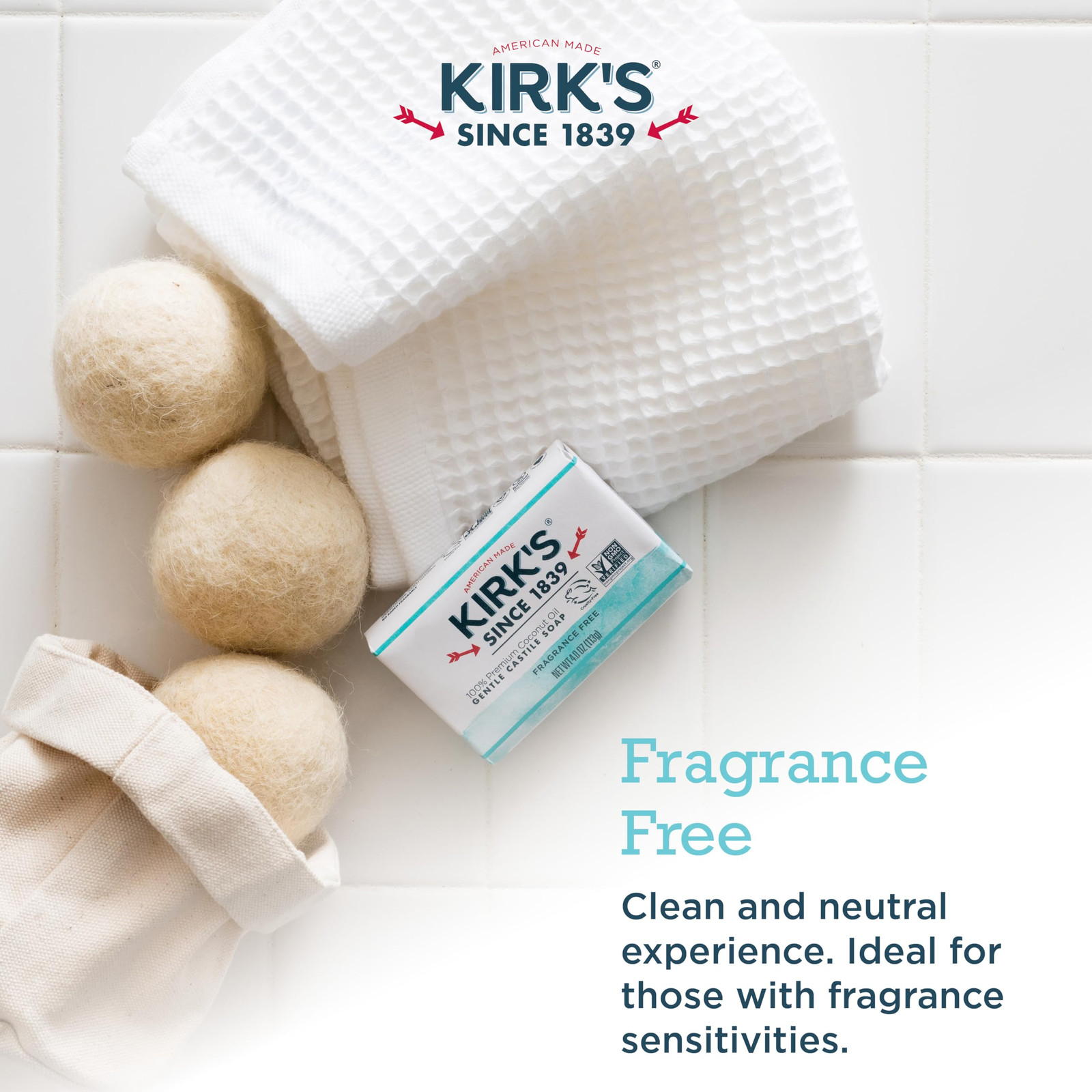 Kirk’s Gentle Castile Soap 4 Ounce Pack of 24 Vegan Fragrance Free Soap