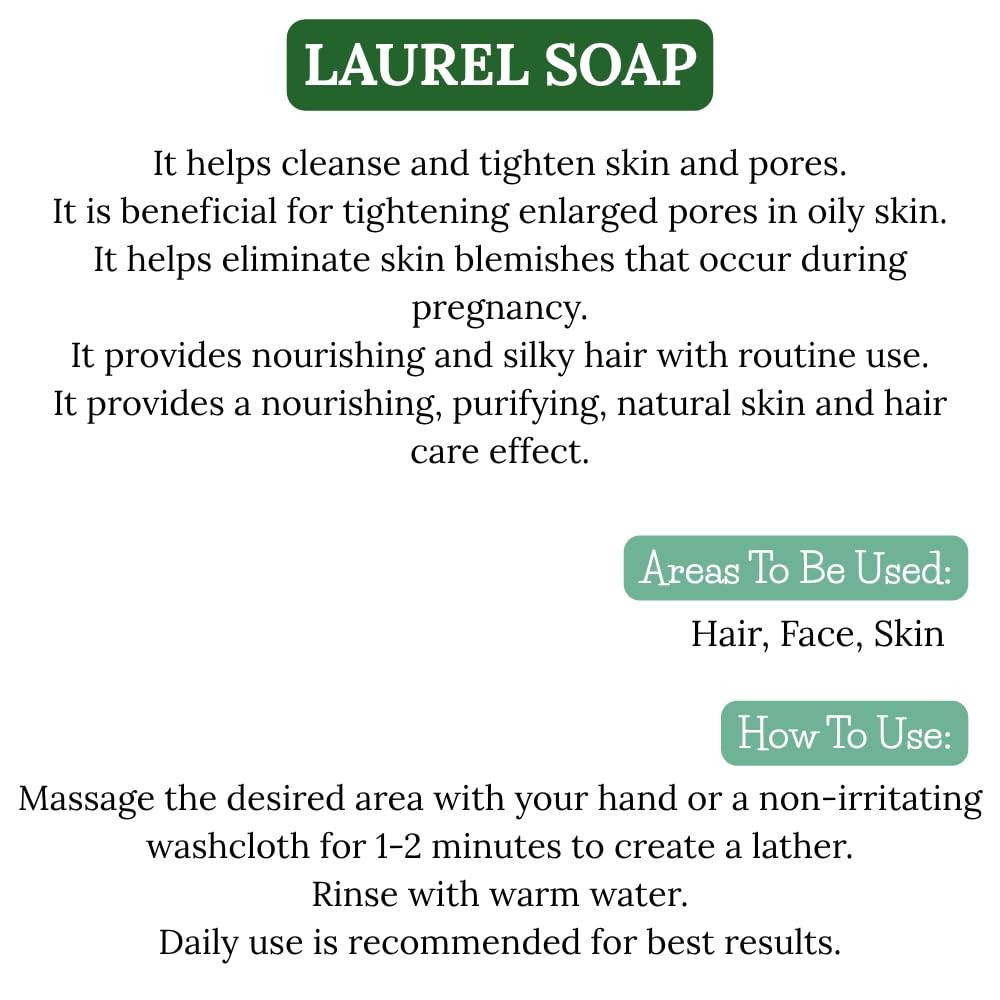 Natural Laurel Soap – Antioxidant Skin Cleanser & Pore Tightening Bar – Leave…
