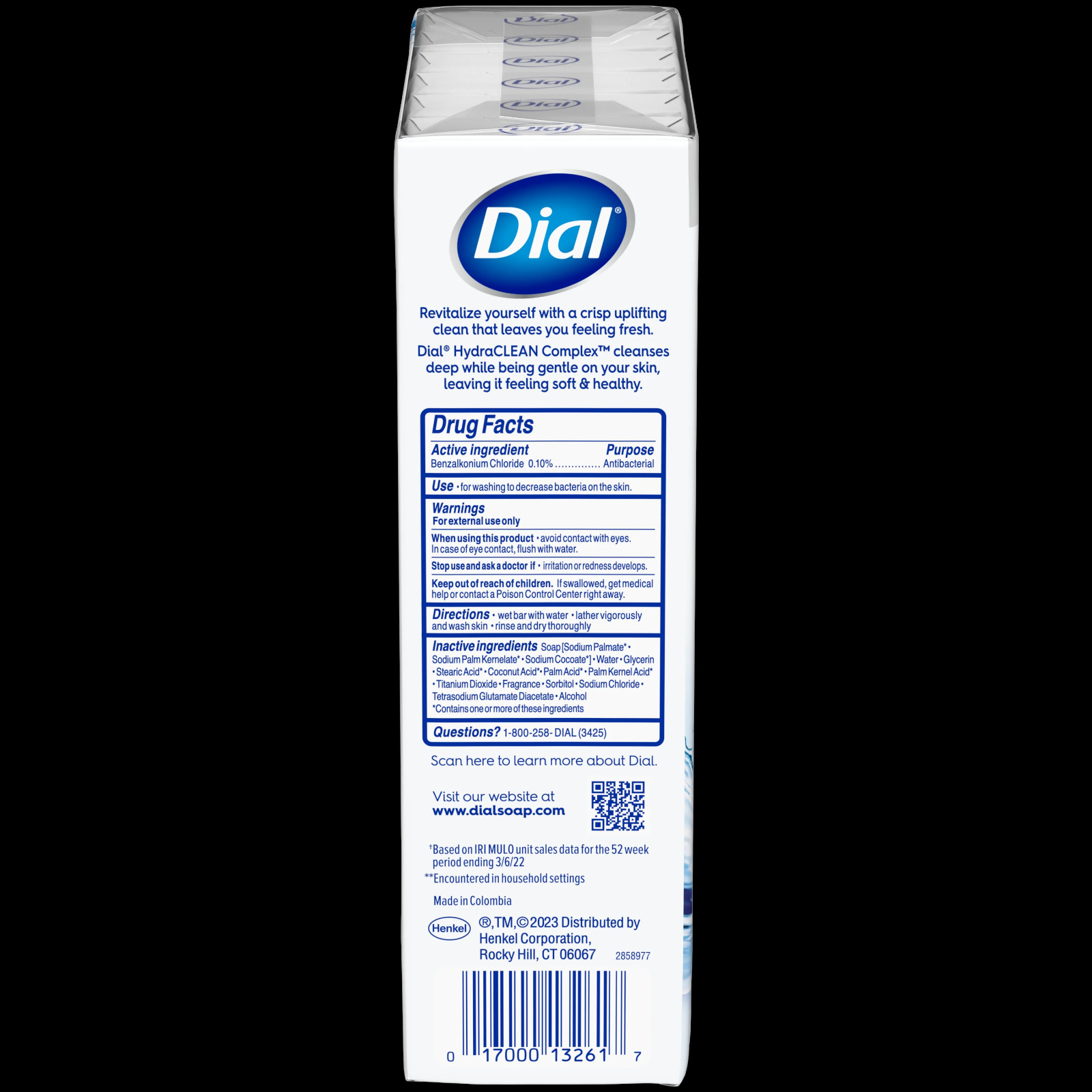 Dial Antibacterial Bar Soap, Refresh & Renew, White, 4 oz, 12 Bars