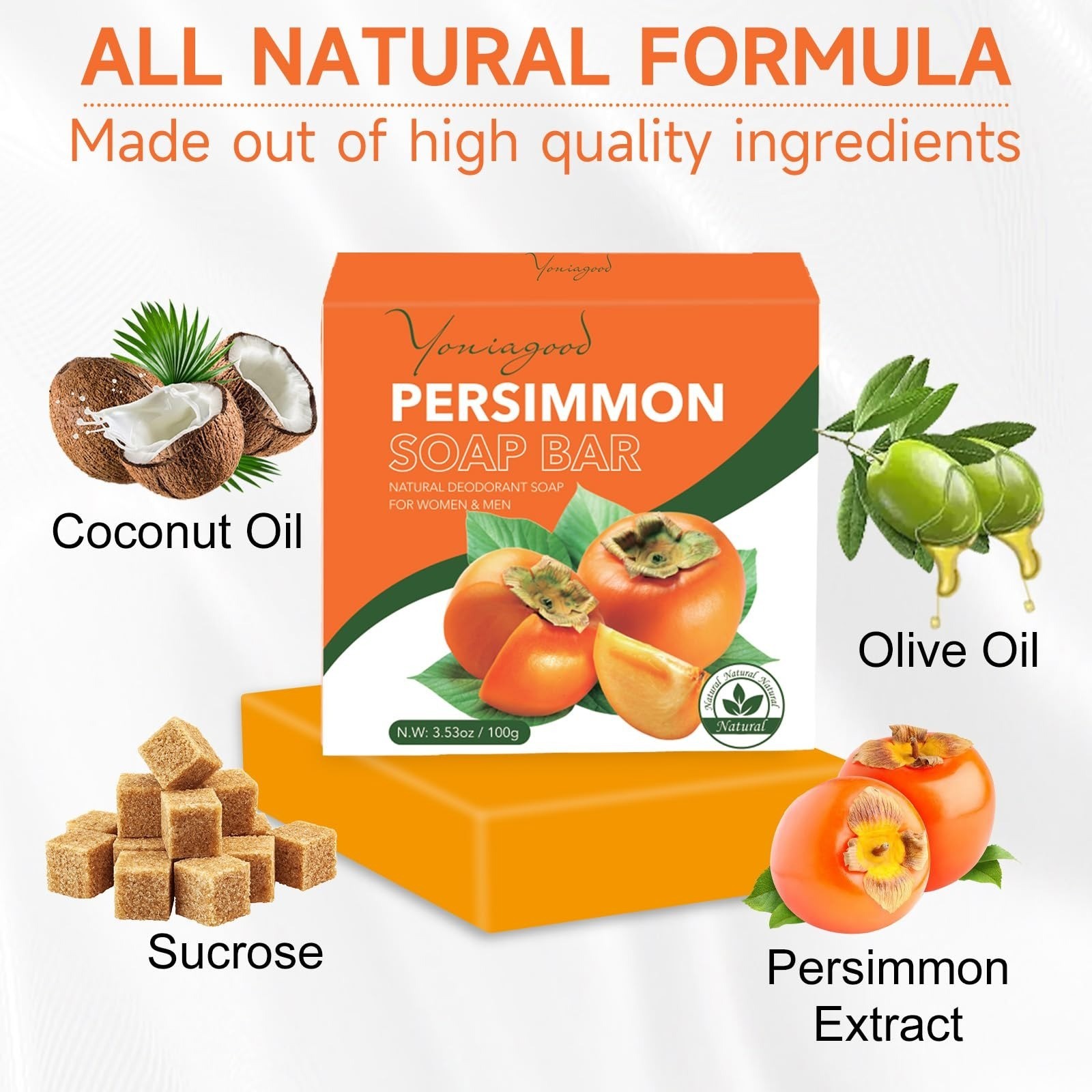 yoniagood Persimmon Soap Bar – Natural Body Soap for Odor Control