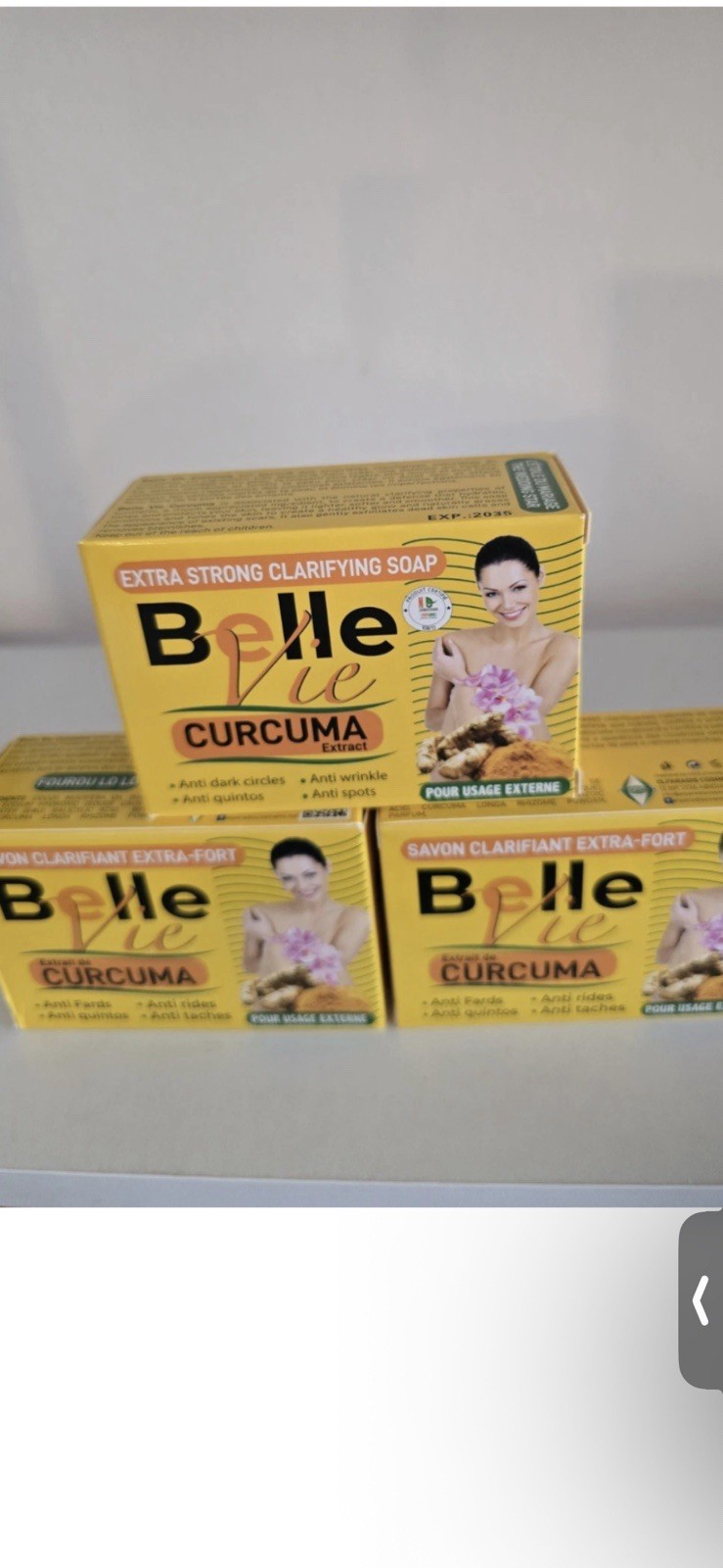 X 3 Soap. Belle Vie Turmeric Extracts Soap. Anti Dark Spots & Knuckles 225g X 3