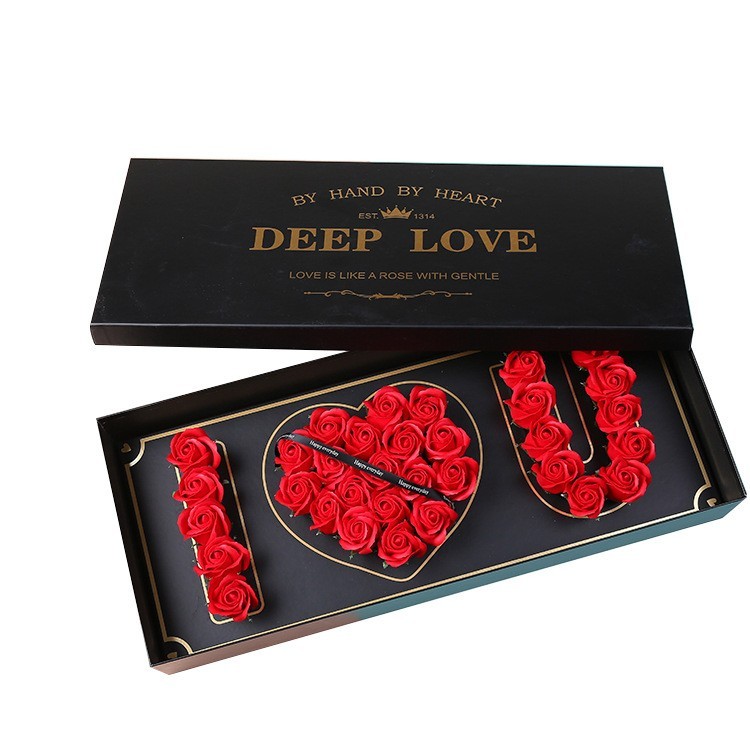 Soap Rose Extract Love Flower Gift Box for Soft Hydrated Moisturized Skin 32 pc