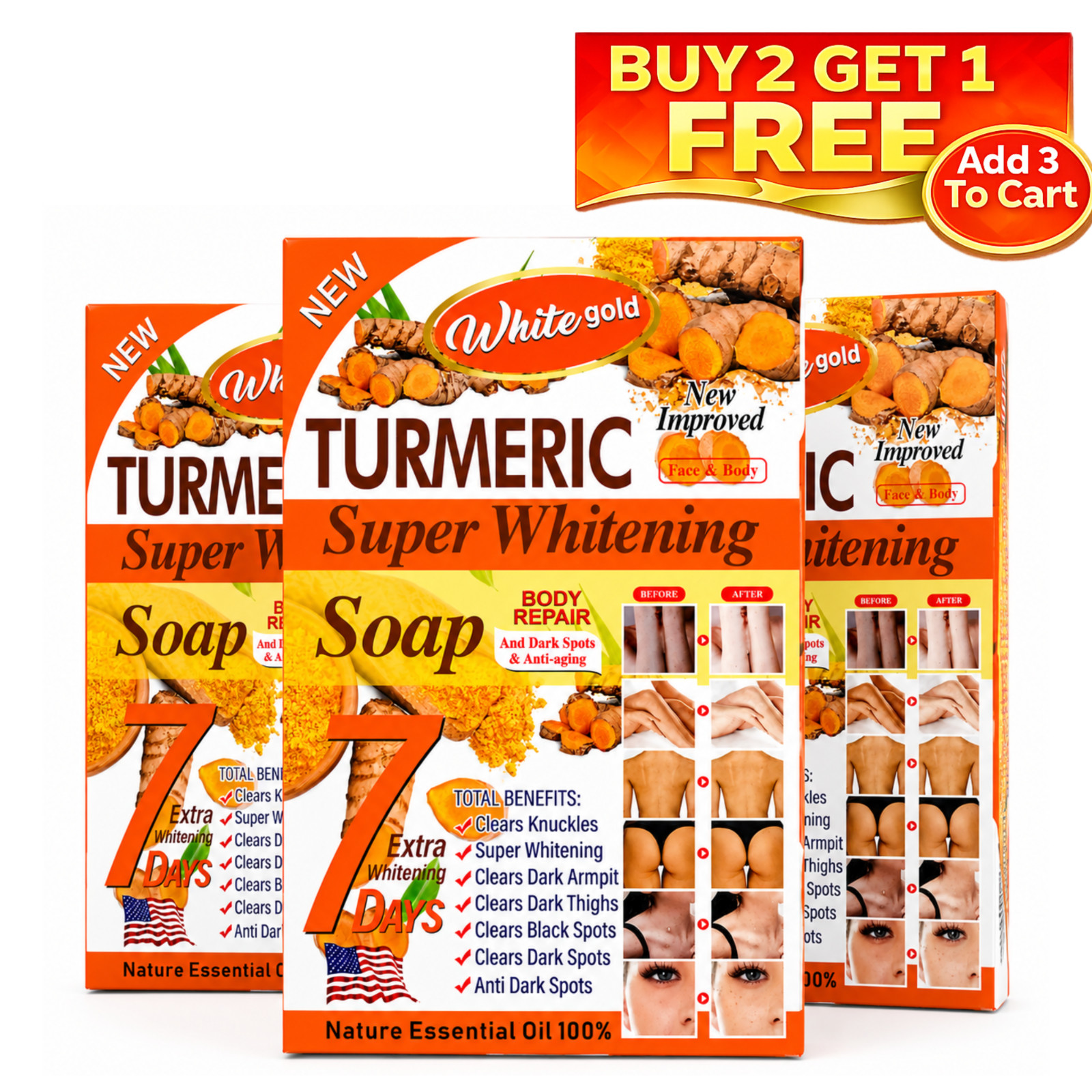 White Gold Turmeric Soap 4.5 oz Bar Soap For Face & Body Daily Cleansing – 1 Bar