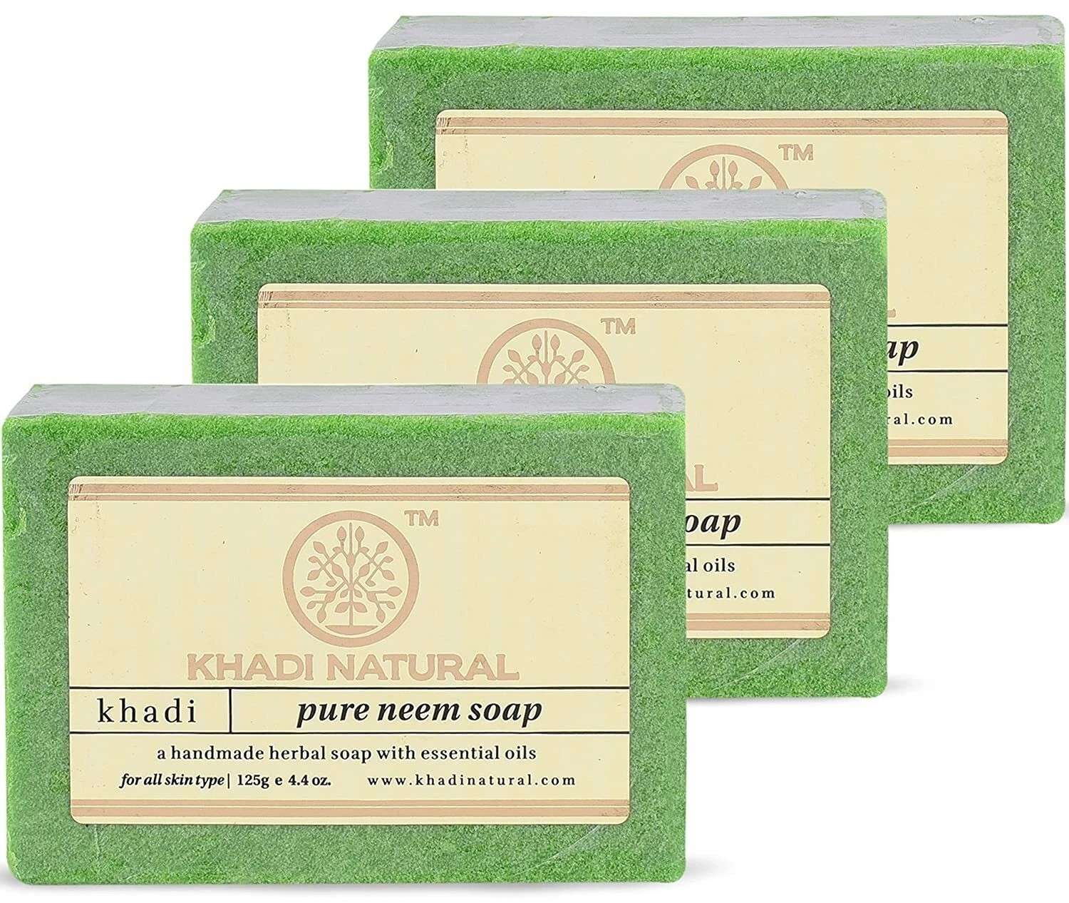 Khadi Natural Pure Neem Soap Handmade Soap 125g Pack of 3