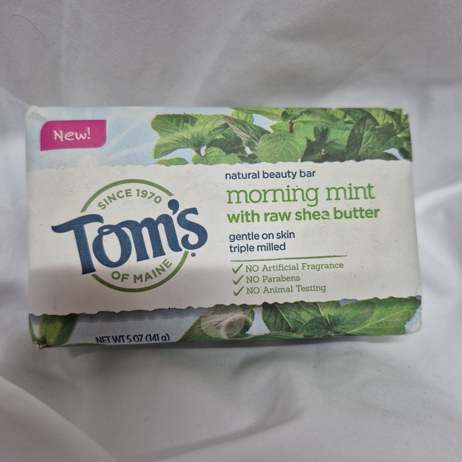 Tom’s of Maine Natural Beauty Bar Soap Morning Mint With Raw Shea Butter 5 ounce