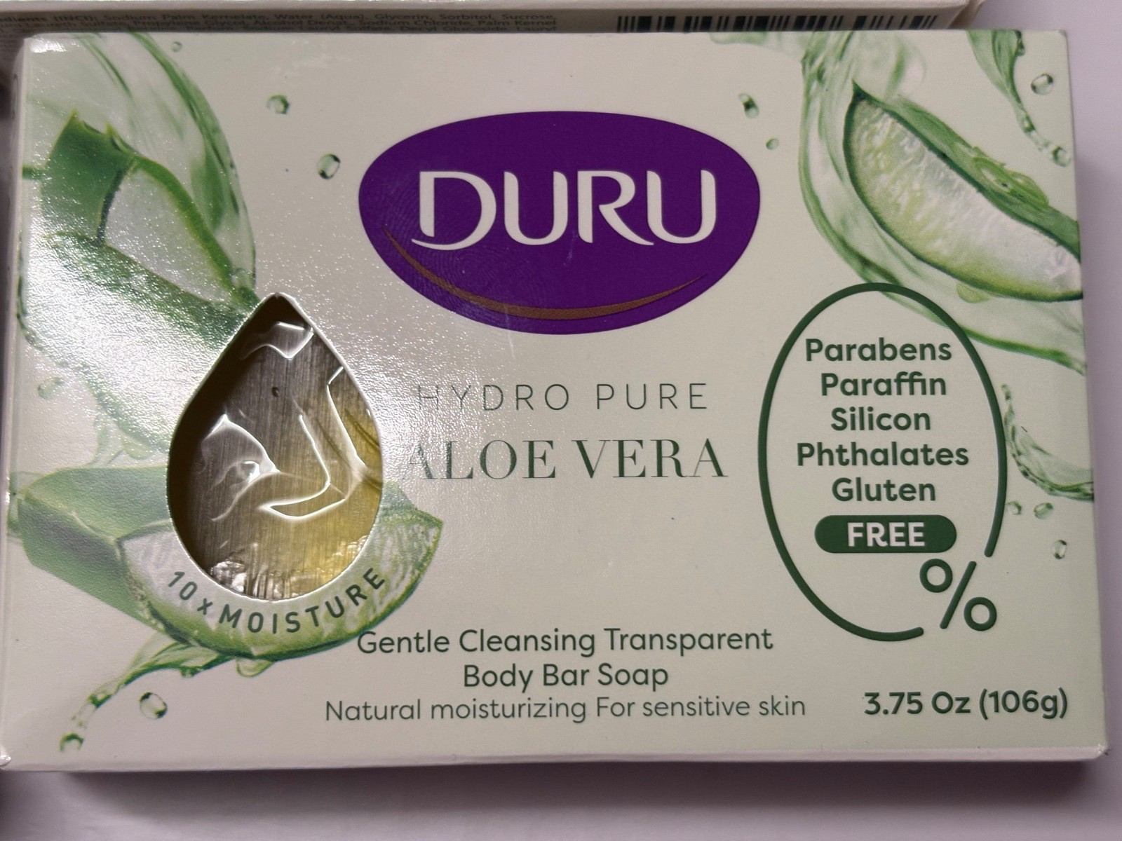 6 X DURU ALOE VERA Hydropure Gentle Cleansing Body Bar Soap 3.75oz Ea. (B91