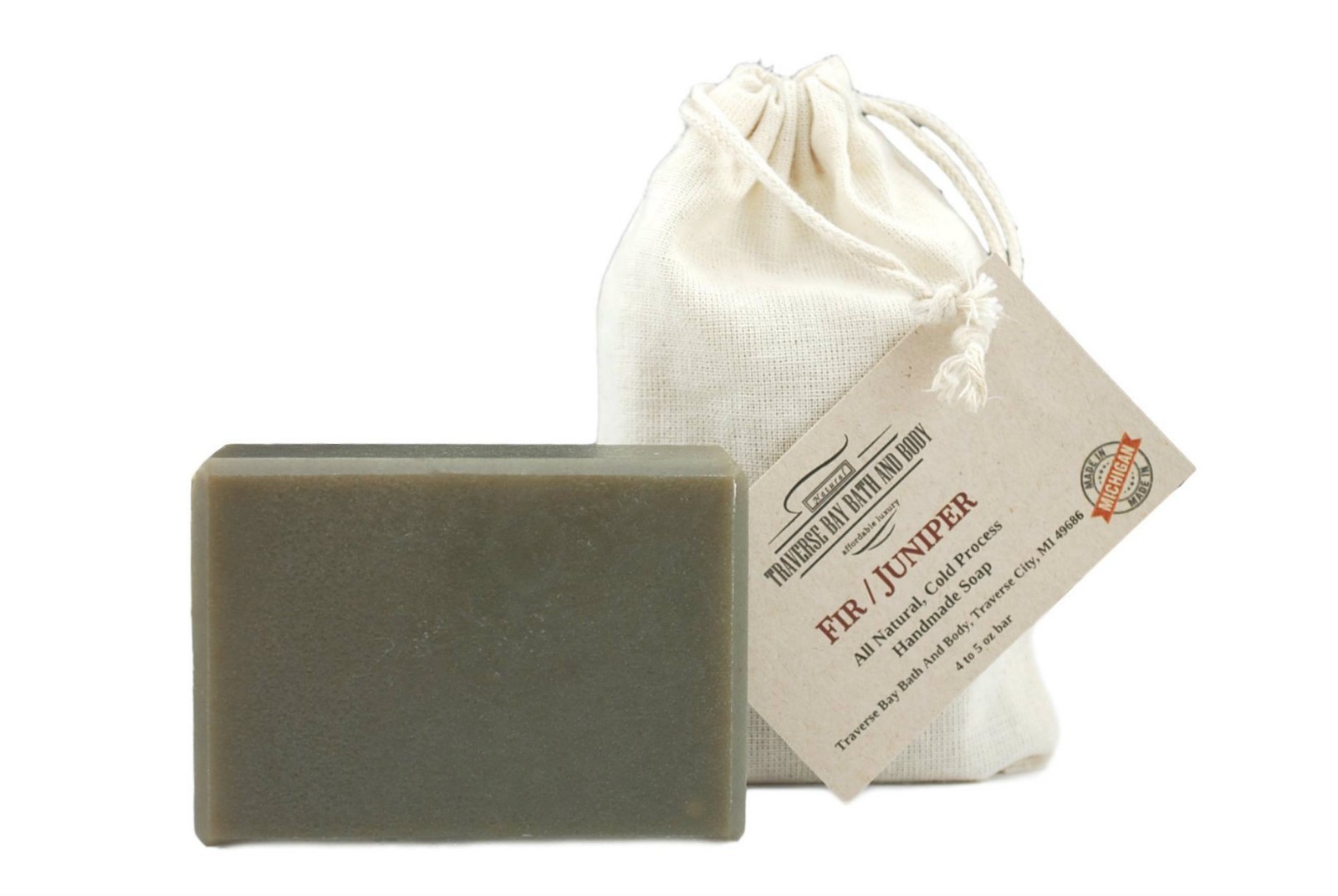 Fir and Juniper with green clay, all natural soap, Cold process,Large 5.5-6 oz