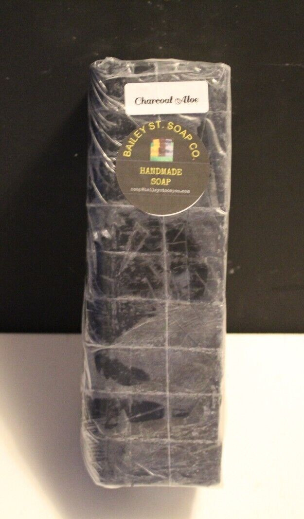 Charcoal Aloe Cold Processed handmade soap loaf, 9 precut bars