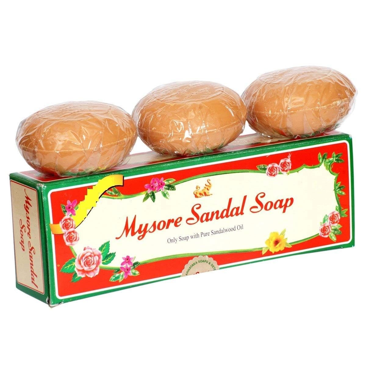 Mysore Sandal Soap, 150g (Pack of 3) 5.3 Ounce 3), Brown