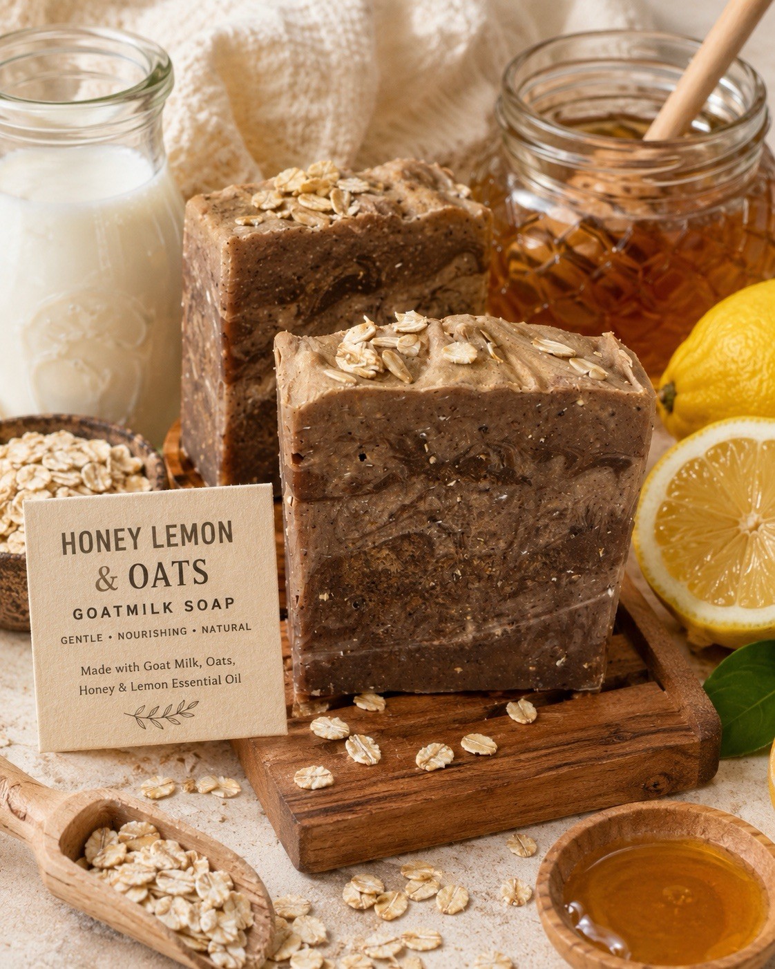 Lemon Honey And Oats Goatmilk Soap