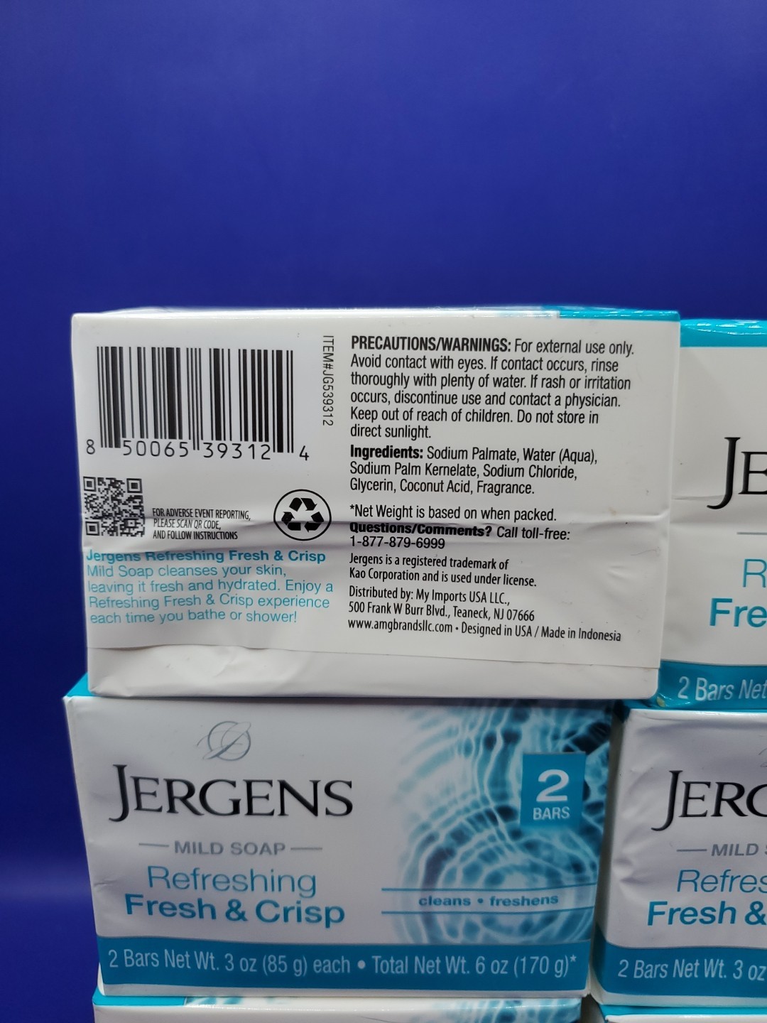 6 Packs of 2 Jergens Mild Soap Bar Refreshing FRESH & CRISP (12 Bars) New