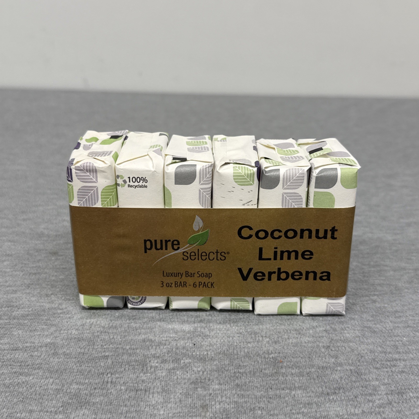 Pure Selects Coconut Lime Verbena Luxury Bar Soap 3oz Bars (6 Pack)