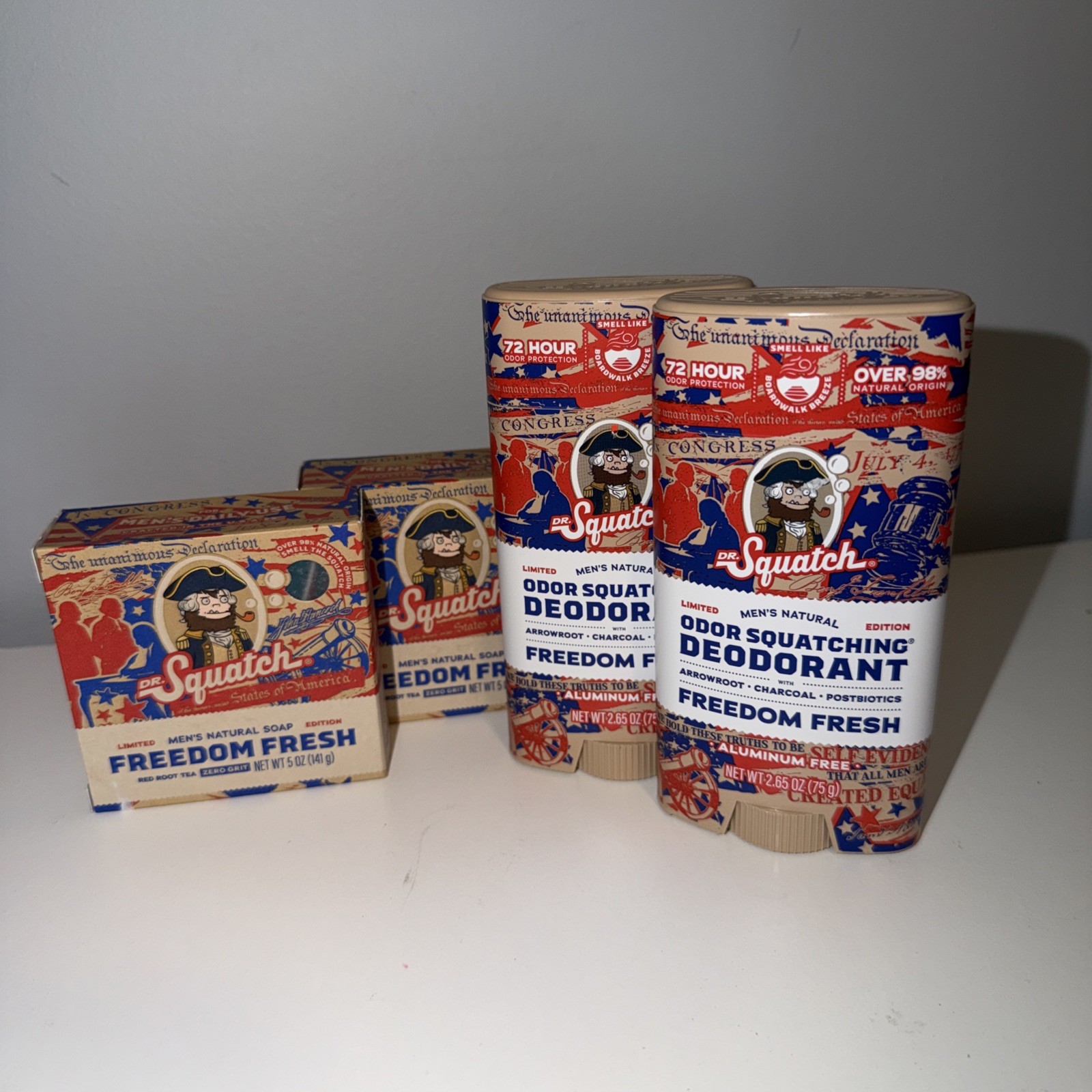 Lot of 4 Dr. Squatch Bundle Freedom Fresh 4th Of July Soap and Deodorant limited