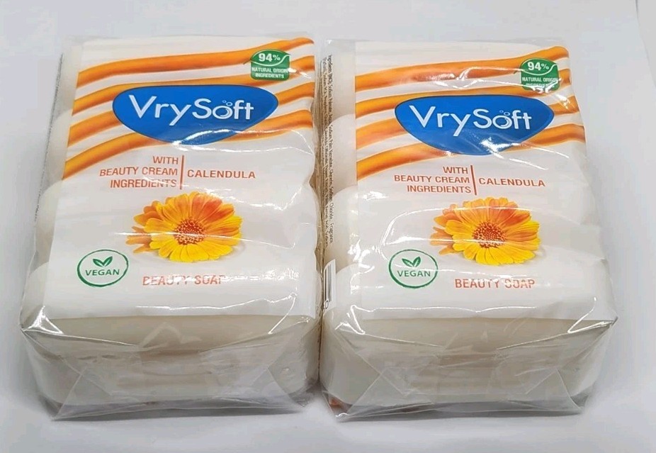 2x Packs VrySoft Beauty Soap Calendula 4 Bars Each 8 Total VEGAN Natural ~ USA