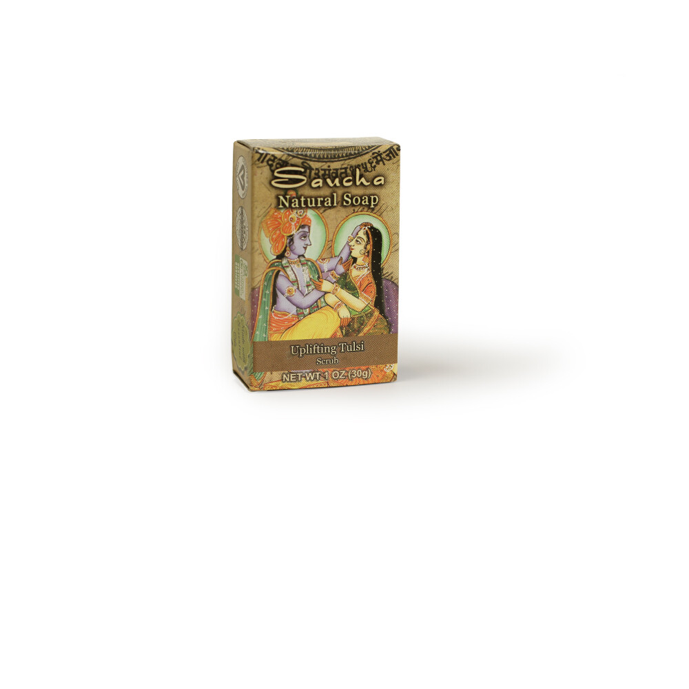 Soap Bar Saucha – Natural Uplifting Tulsi Scrub – Travel size 1 oz (30g)