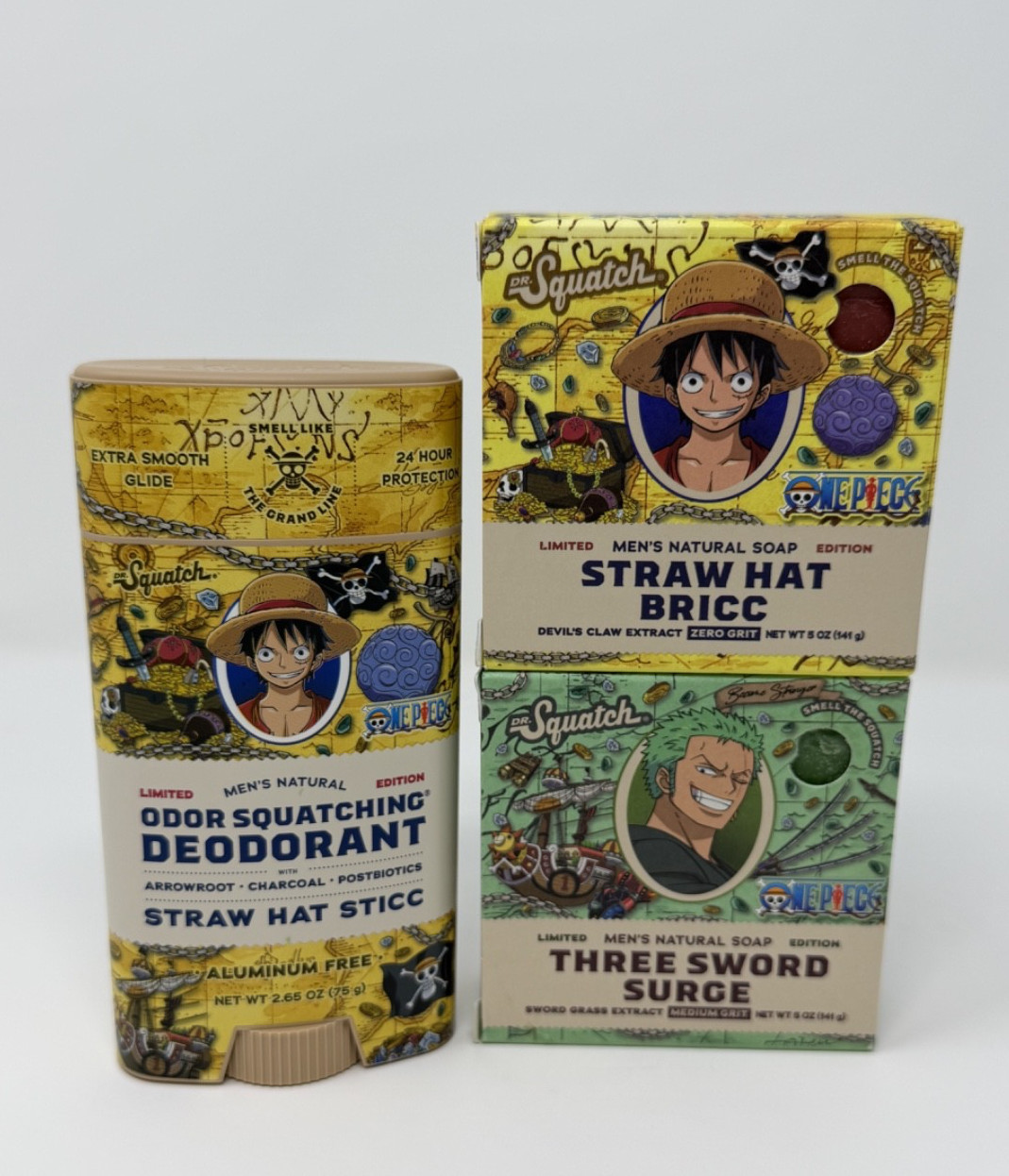 Dr Squatch x ONE PIECE Straw Hat Soap Deodorant Three Sword Surge | Zoro & Luffy