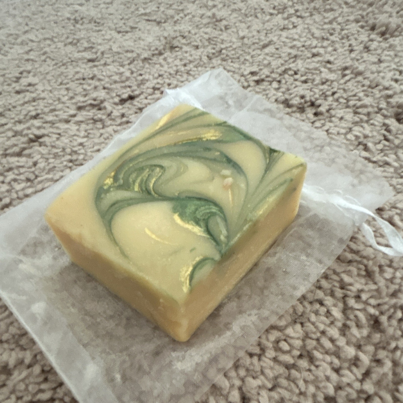 Cream & Green Swirl Rectangular Body Bar Soap for Women Men Teens