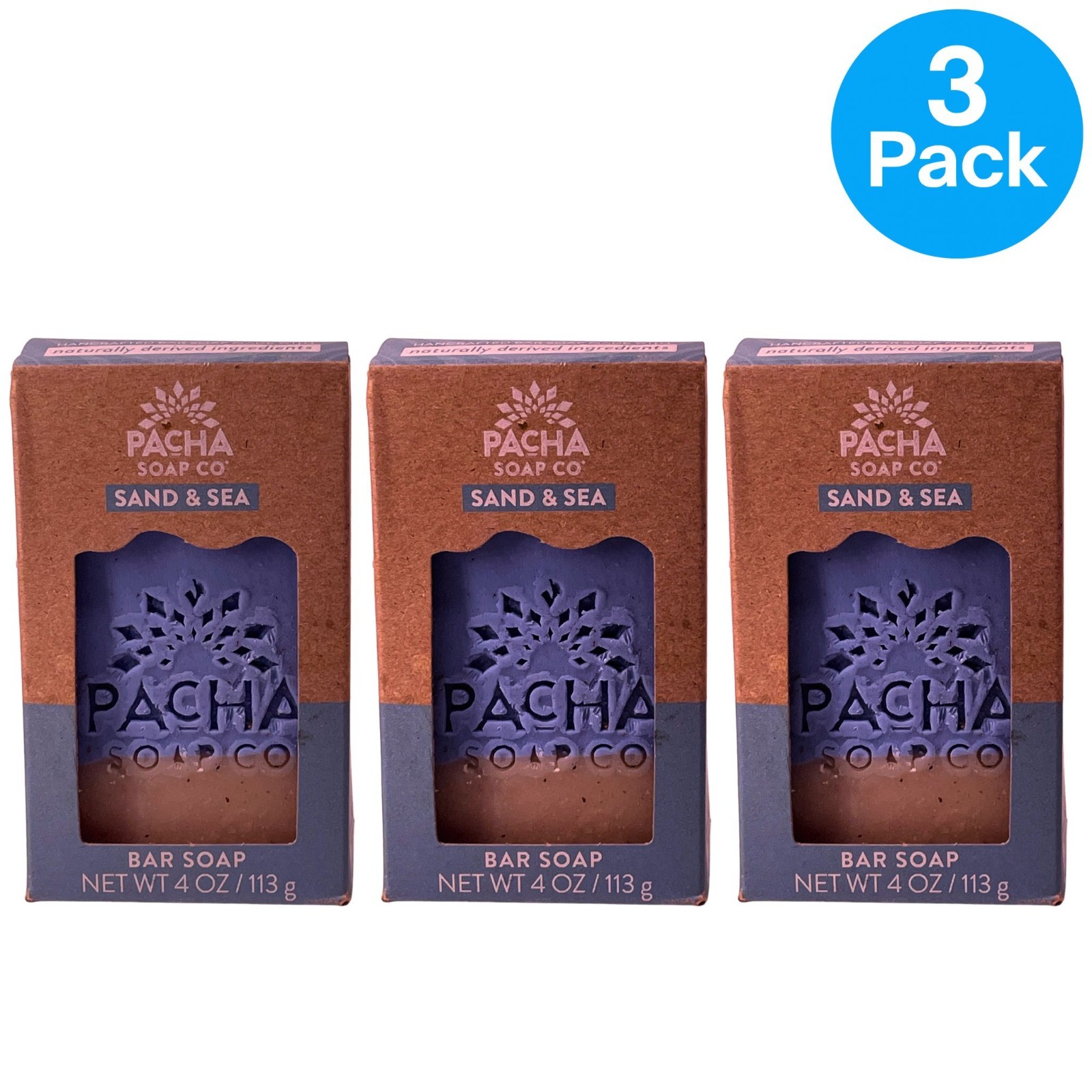 Pacha Soap Co Sand & Sea Natural Bar Soap 4oz 3 Pack Vegan