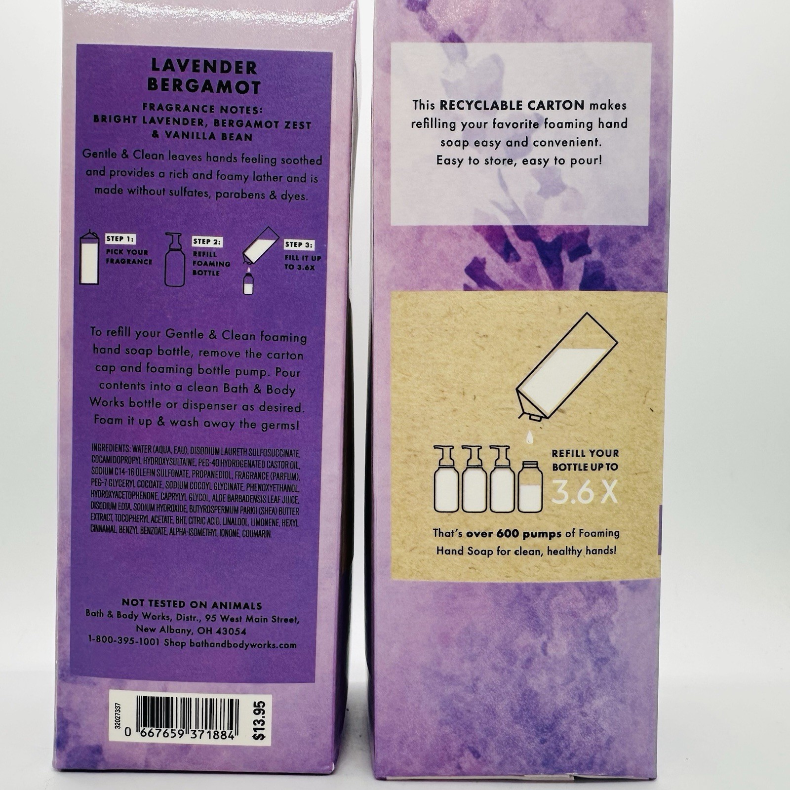2/BATH & BODY WORKS LAVENDER BERGAMOT GENTLE/CLEAN FOAMING HAND SOAP REFILL 32oz