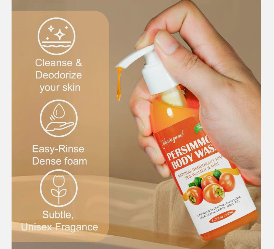 2 PCS Persimmon Body Wash for Strong Odor Control, Natural Persimmon Soap Bar Ol