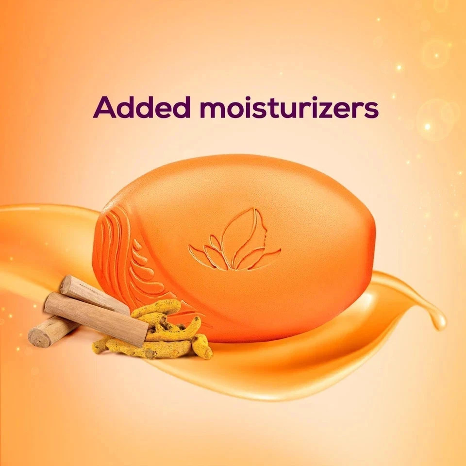 Santoor Sandal & Turmeric Soap (4 x 100g) Moisturizing & Skin Brightening Bars