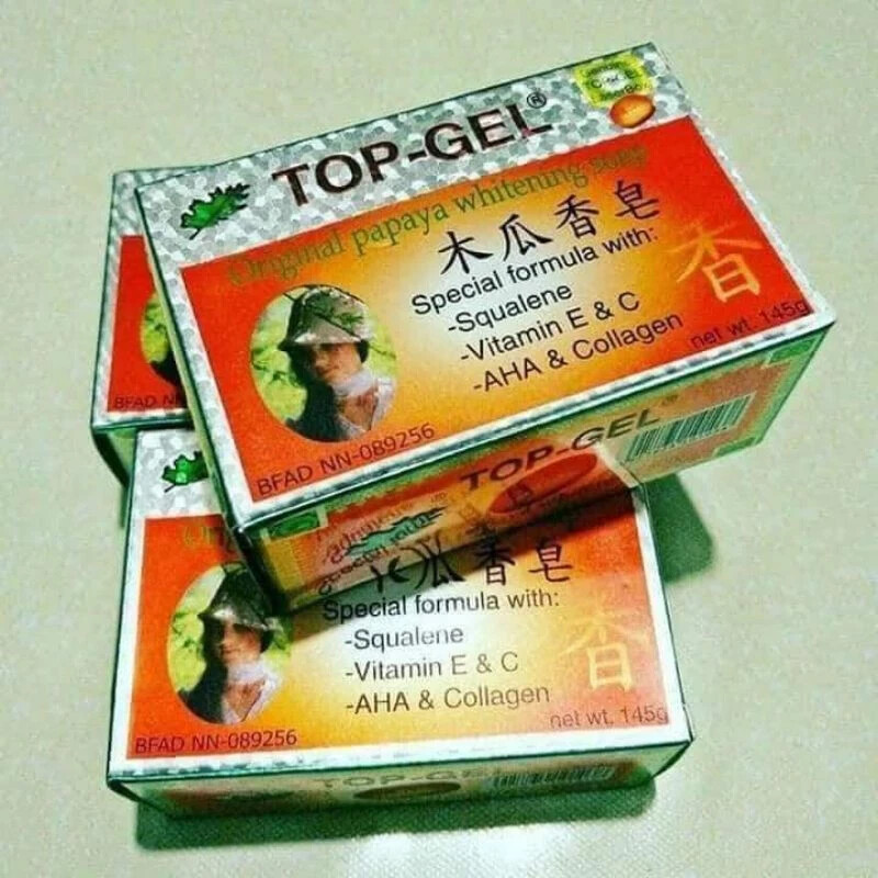 2X Top Gel Original Papaya Whitening Soap 145g Squalene Vitamin E, C, Collagen