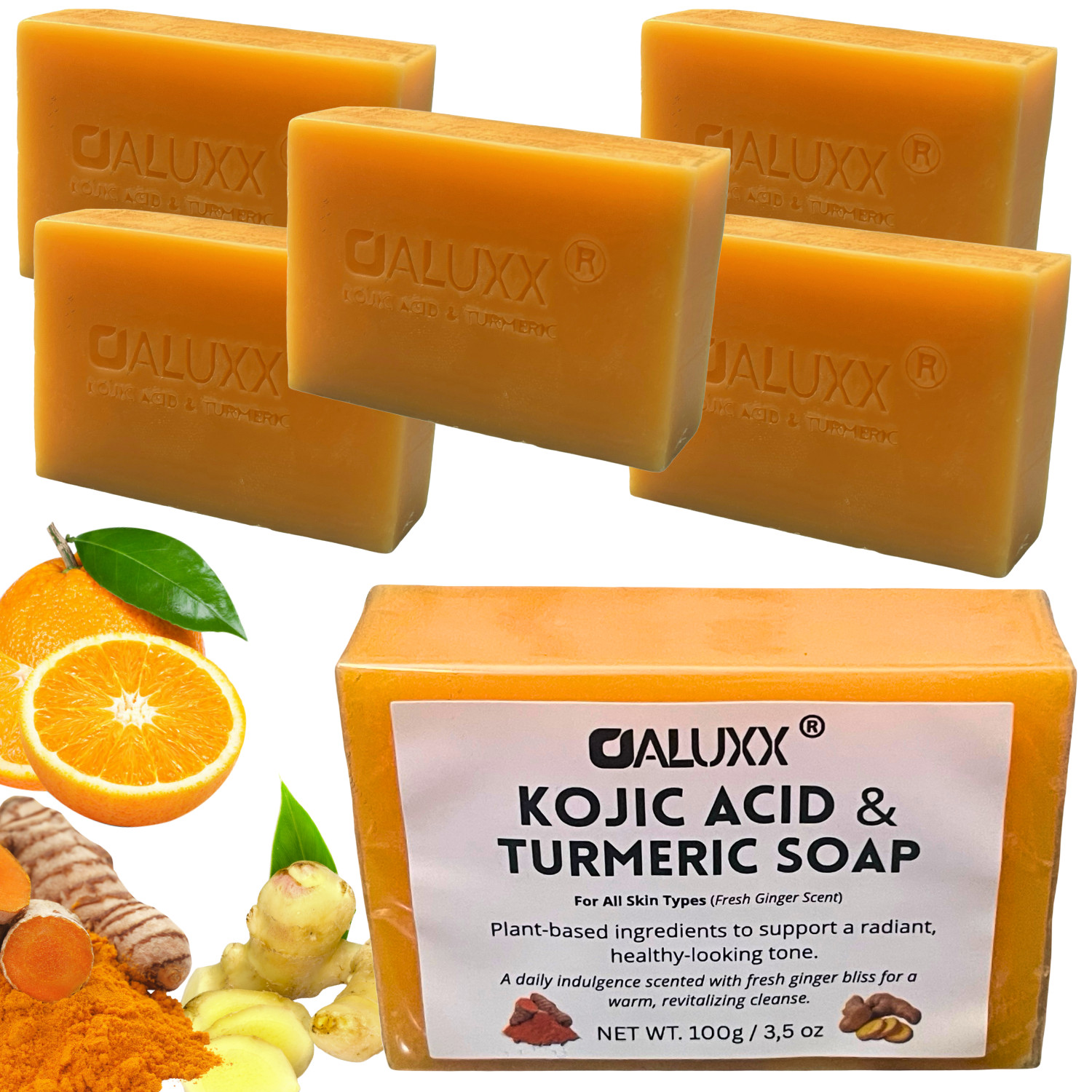 OALUXX Kojic Acid and Turmeric Soap Bar, Nourishing Face & Body Cleanser 3.5oz