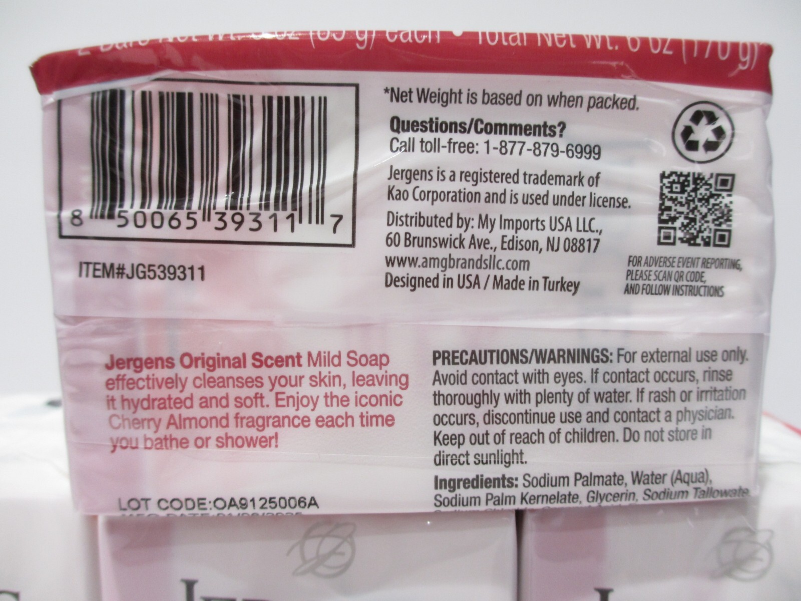 Jergens Cherry Almond Scent 8 Bars 3 Oz Ea Original Scent 8 PACK Mild Soap