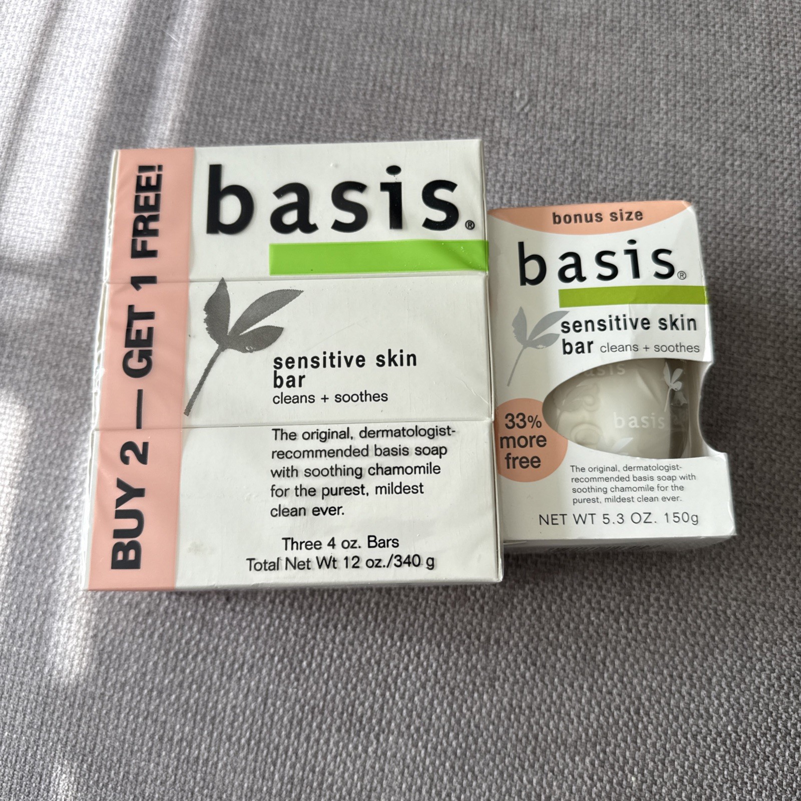 4 Basis Sensitive Skin Bar Soap Cleans Soothes 4 oz