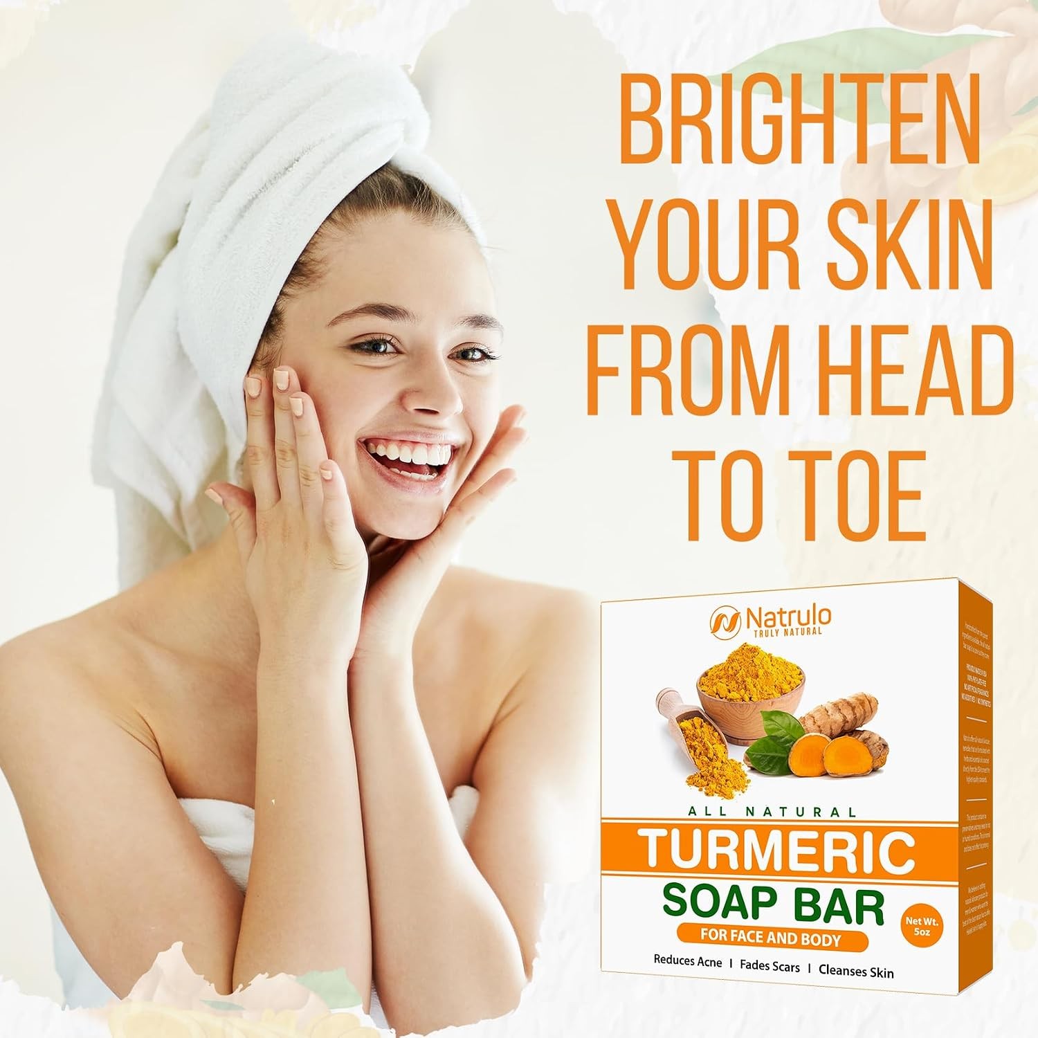 Natural Turmeric Honey Soap Bar 5oz for Face and Body Skin Brightening
