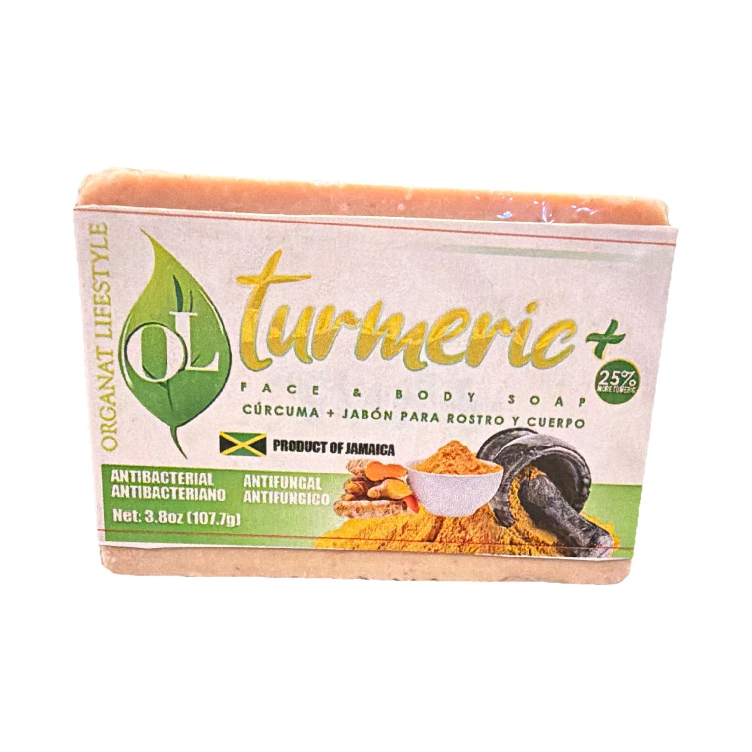 Organat Lifestyle Turmeric+ Face & Body Soap Bar Antibacterial Antifungal 3.8 oz